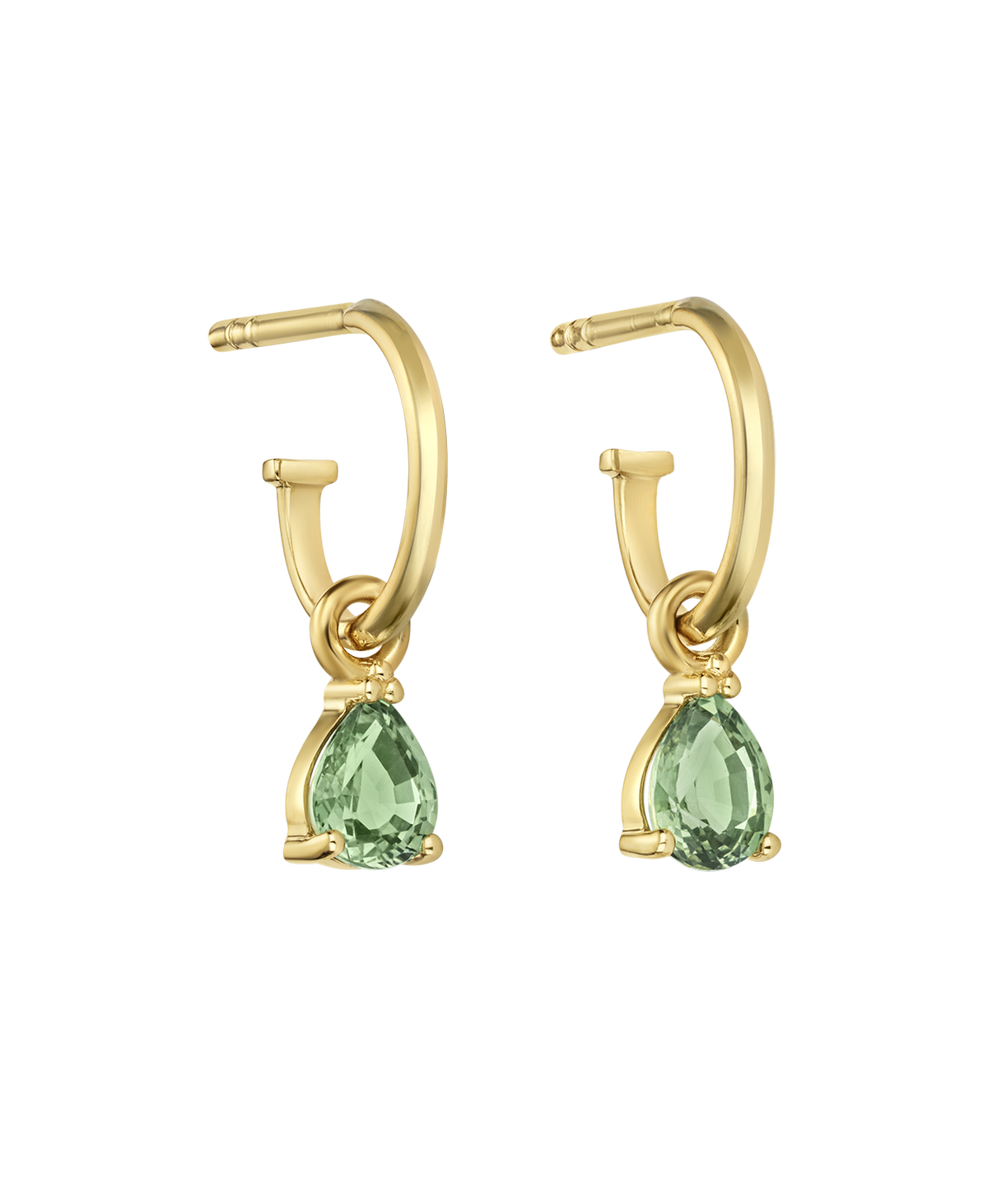 no.037 エメラルドとオニキスのdrop hoop Dew Drop Hoops - 9k Yellow Gold, Green Sapphire | Zoë & Morgan NZ