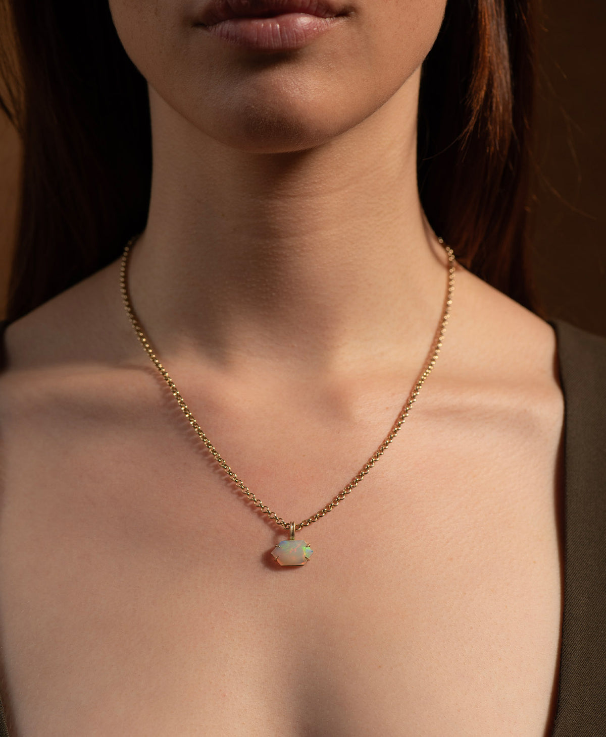 One of a Kind Charm 522 - 9k Yellow Gold, Opal