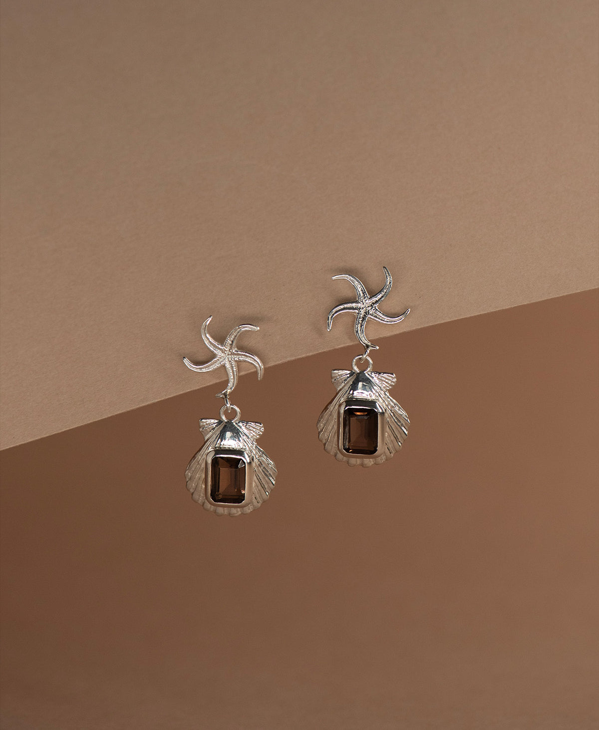 Alara Earrings - 925 Sterling Silver, Smoky Quartz | Zoë & Morgan NZ
