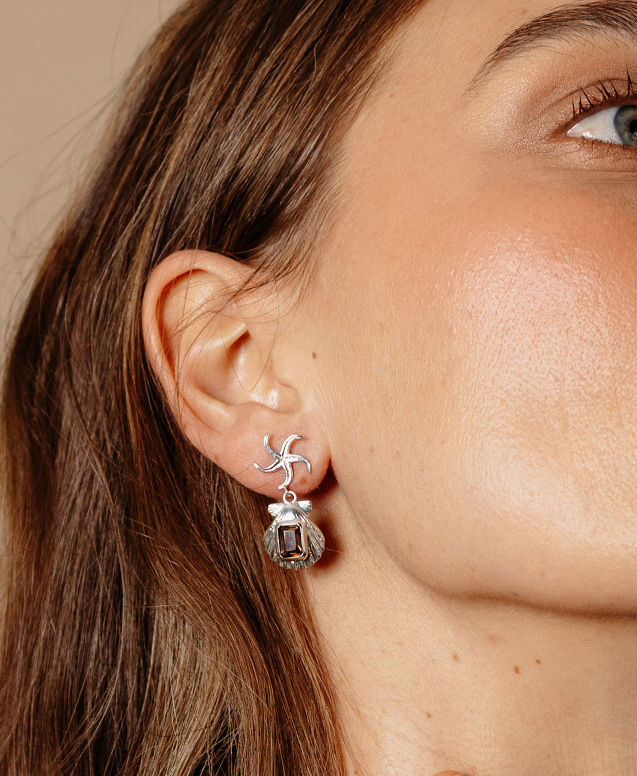 Alara Earrings - 925 Sterling Silver, Smoky Quartz | Zoë & Morgan NZ