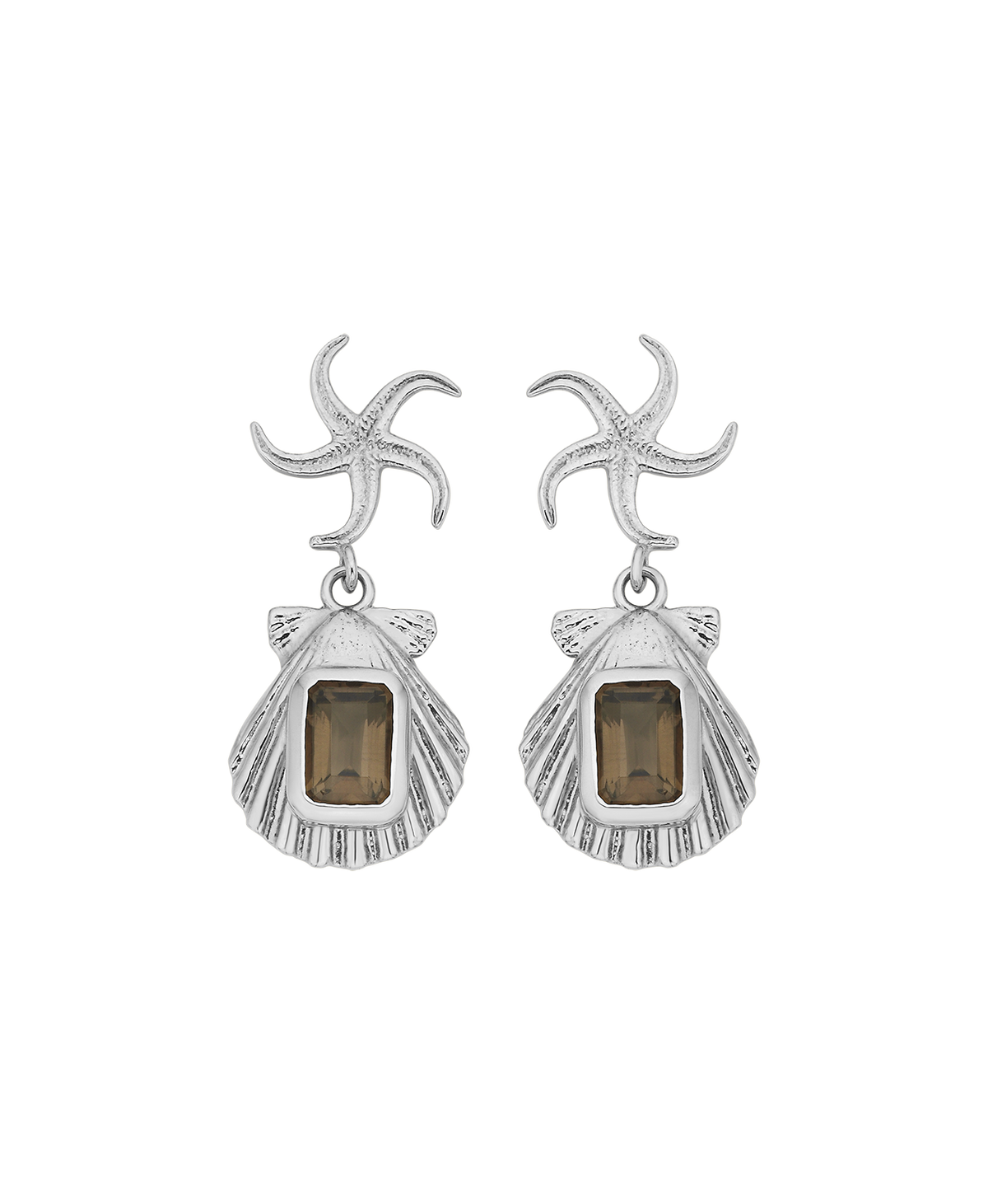 Alara Earrings - 925 Sterling Silver, Smoky Quartz | Zoë & Morgan NZ