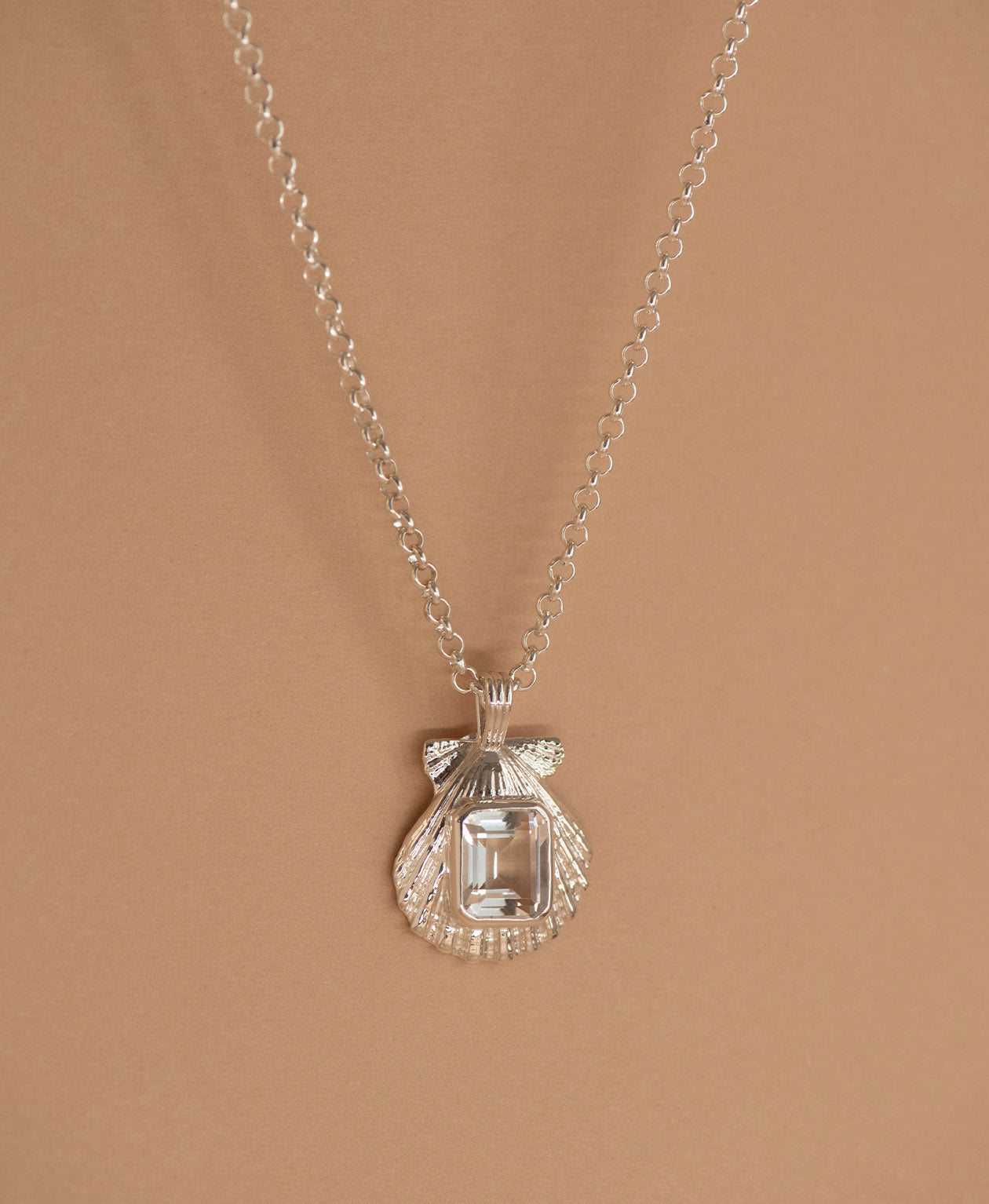 Alara Necklace - 925 Sterling Silver, White Topaz