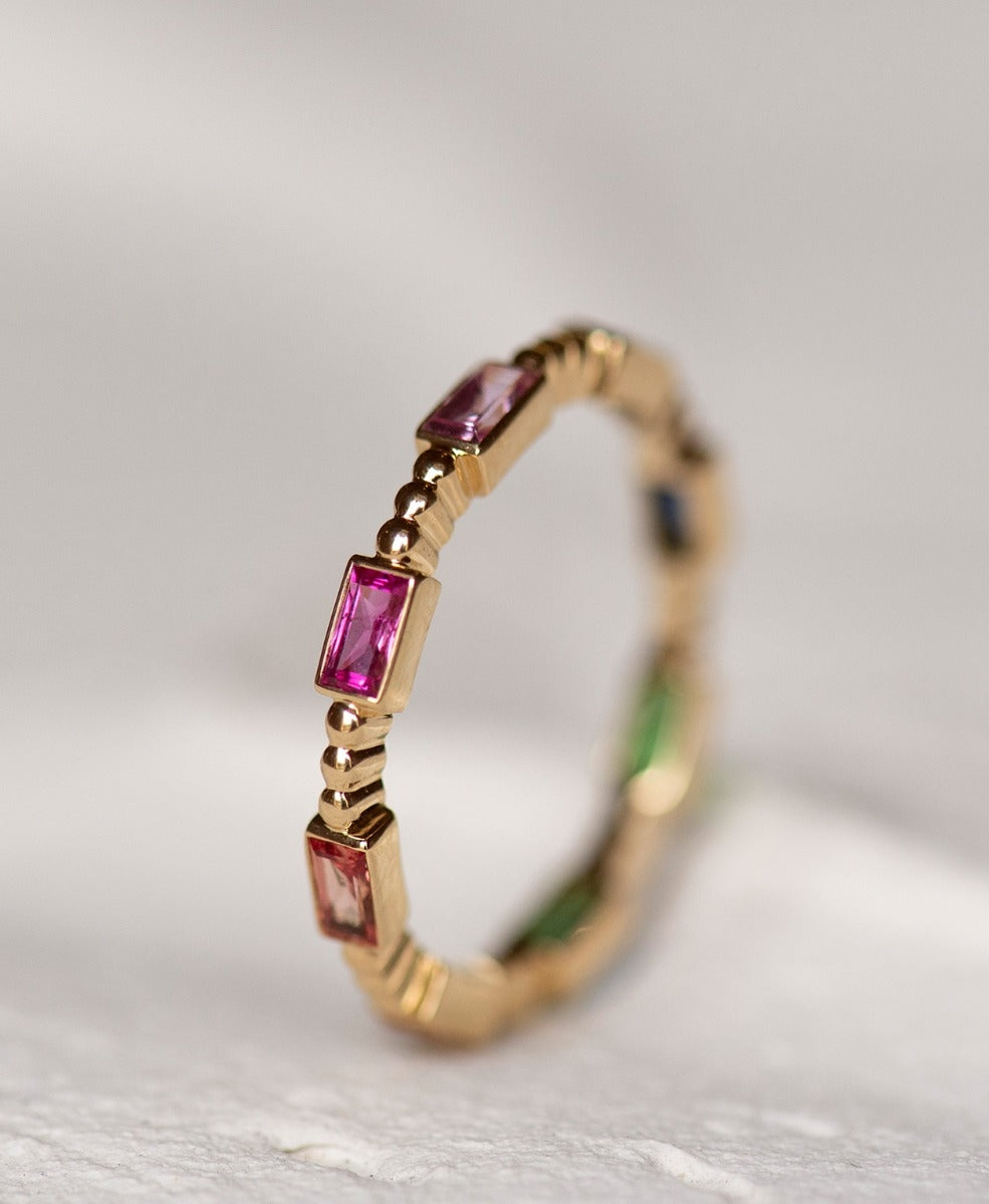 Amare Band - 18k Yellow Gold, Rainbow of Sapphires