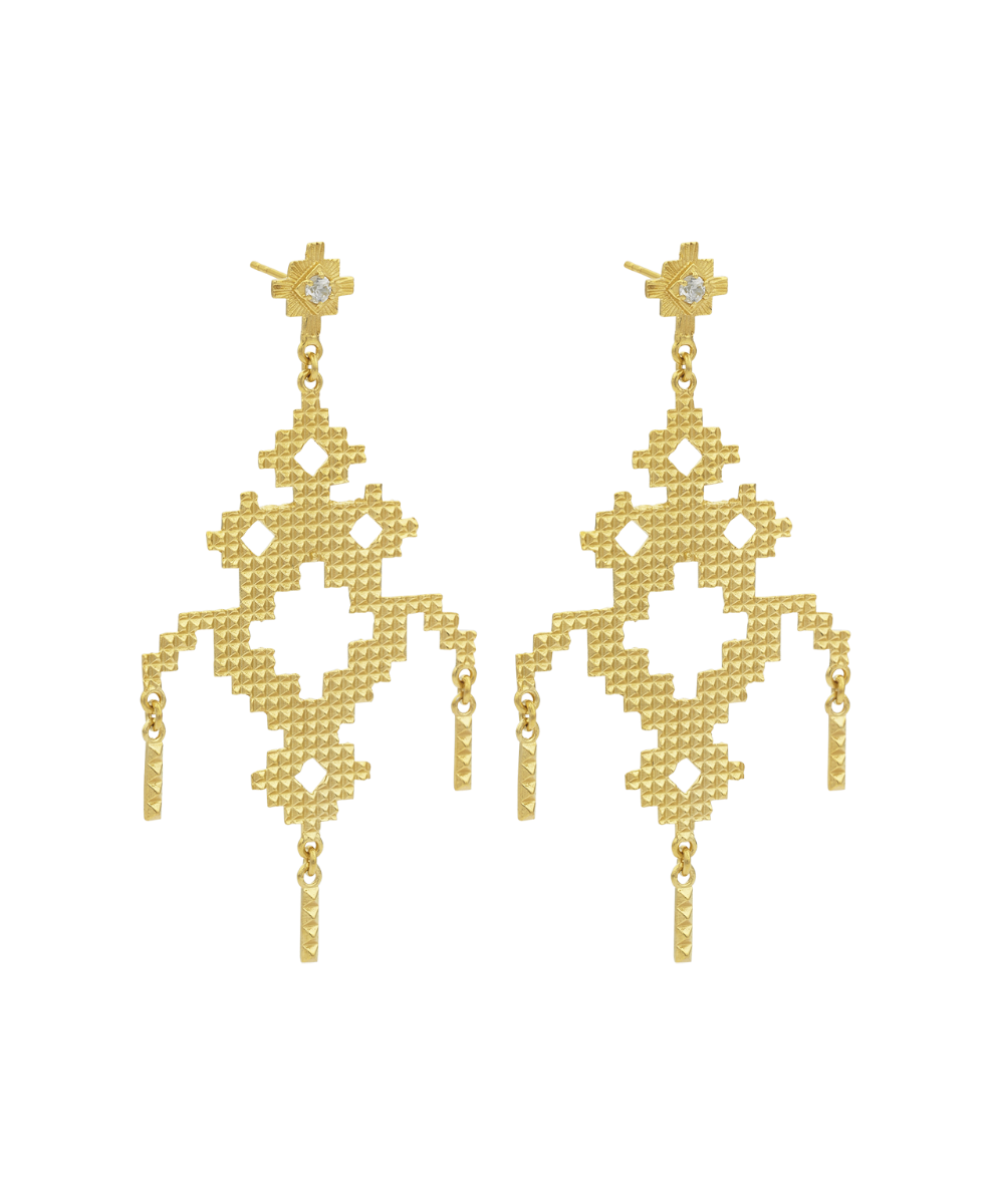 Amaru Earrings - 22k Gold Vermeil, White Zircon