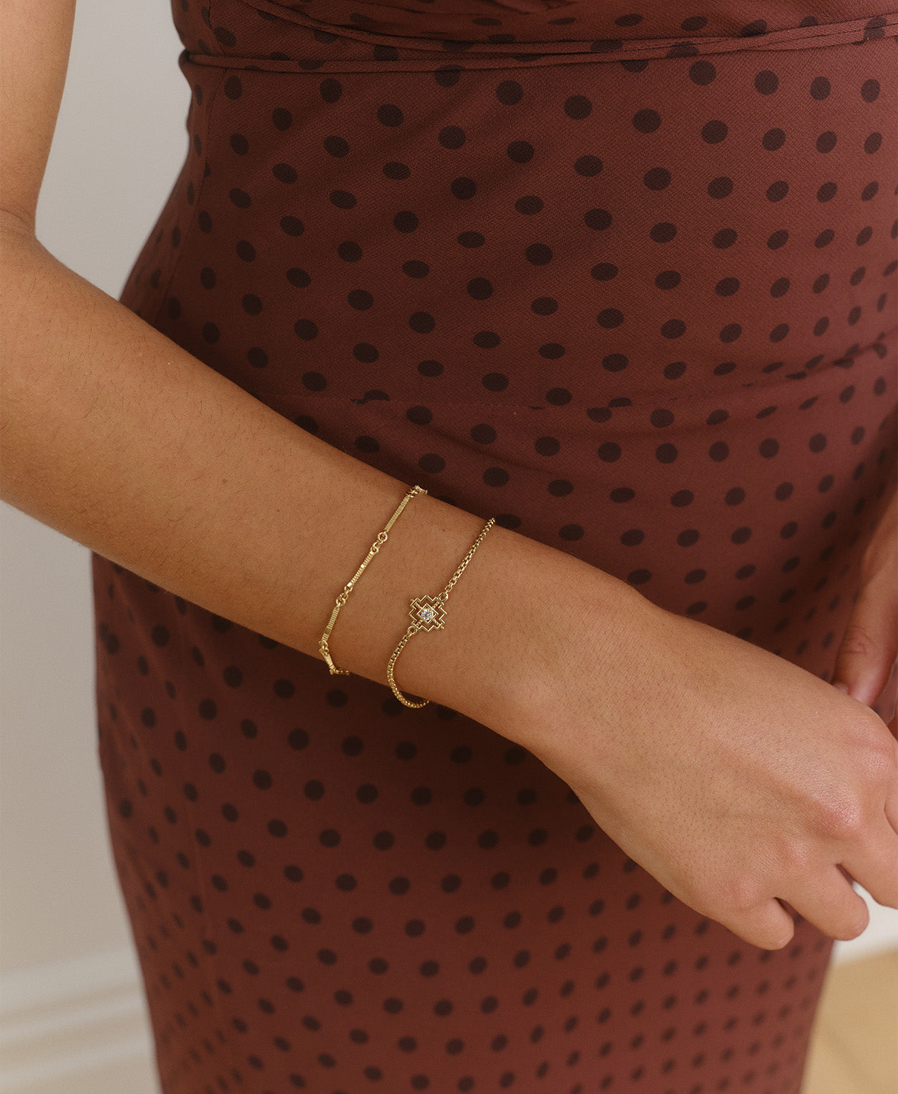 Ameena Bracelet & Centred Bracelet Gift Set - 22k Gold Vermeil