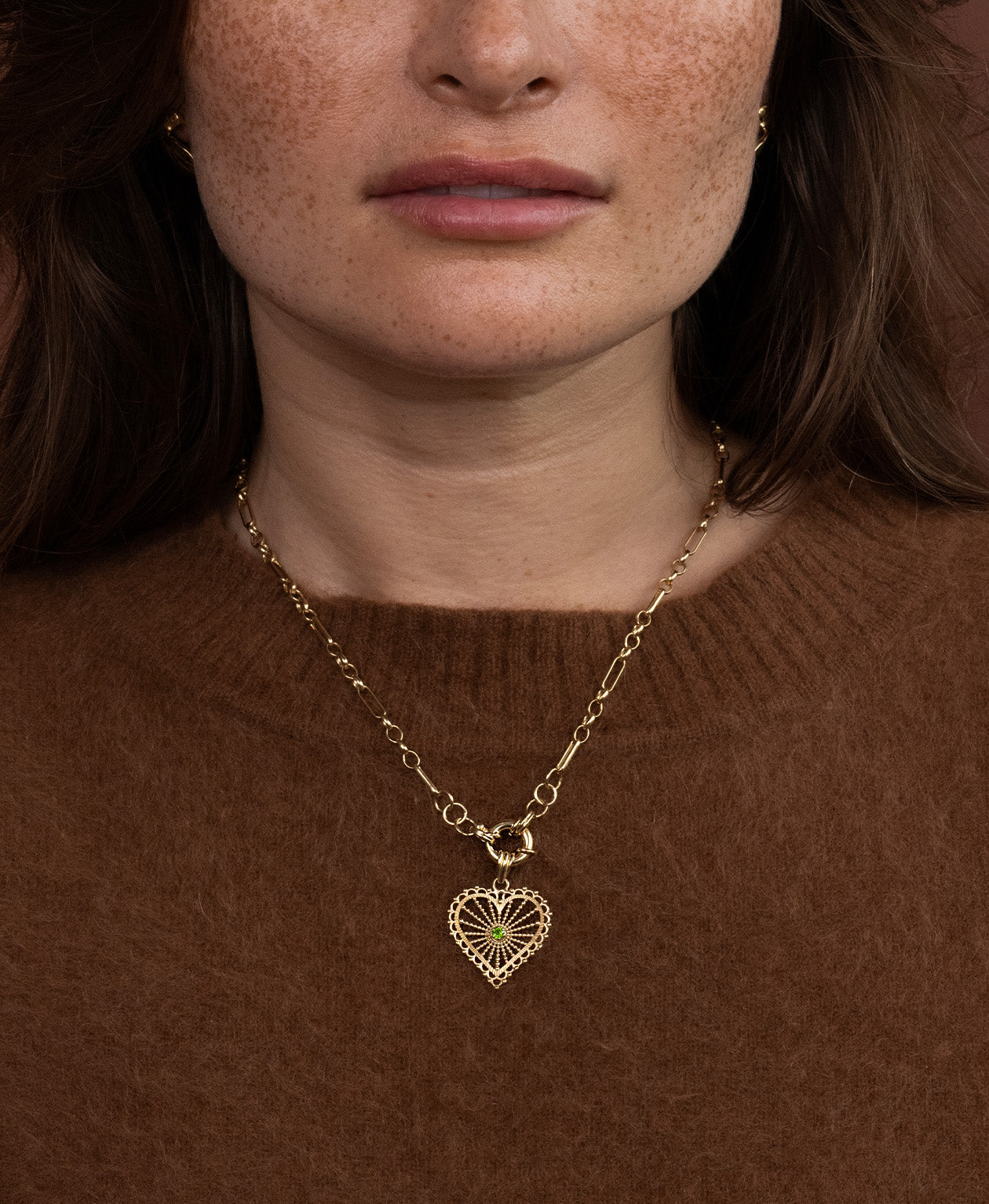 Amor Charm - 22k Gold Vermeil, Chrome Diopside