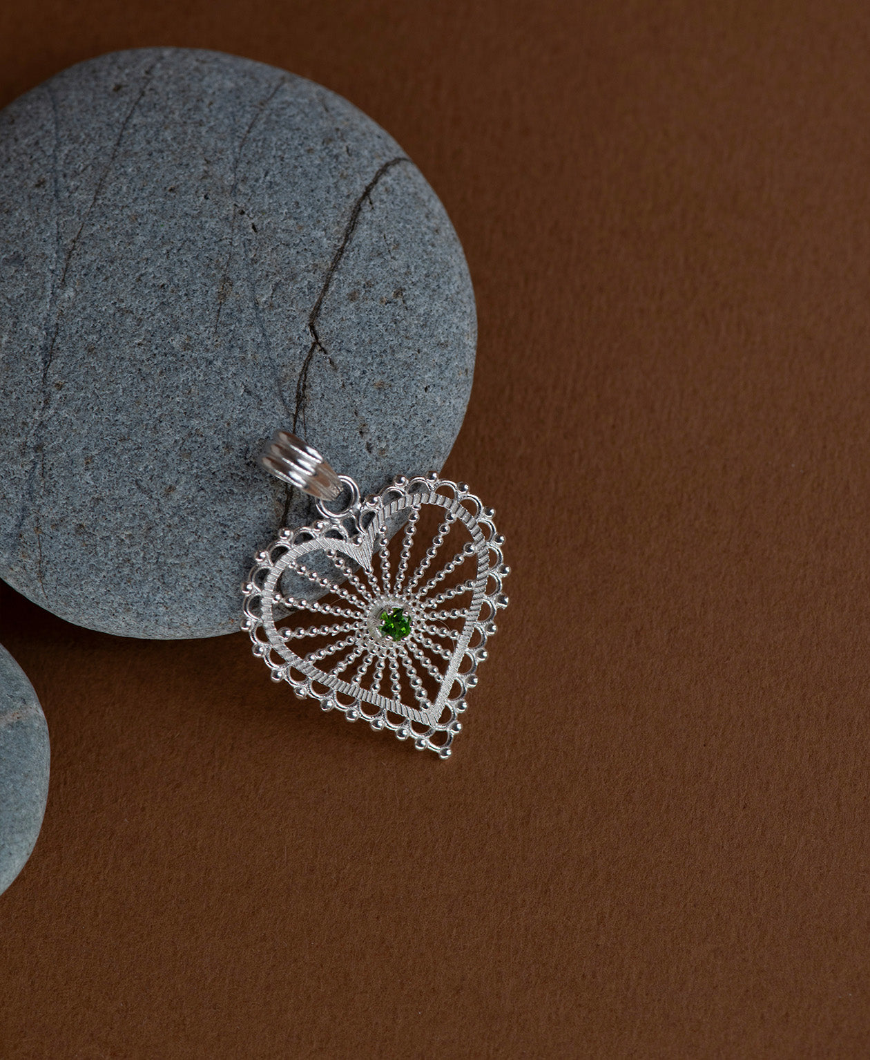 Amor Charm - 925 Sterling Silver, Chrome Diopside