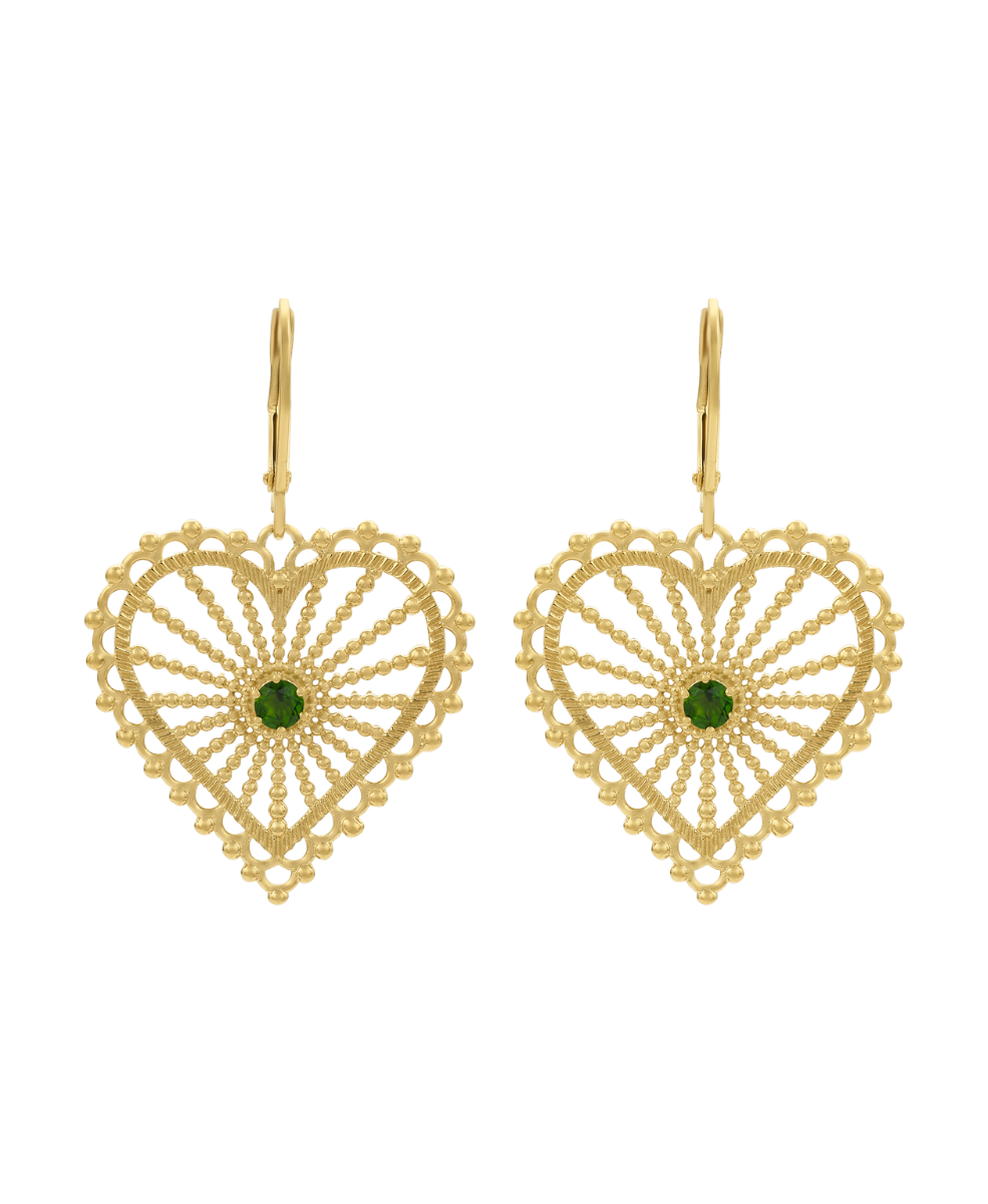 Amor Earrings - 22k Gold Vermeil, Chrome Diopside