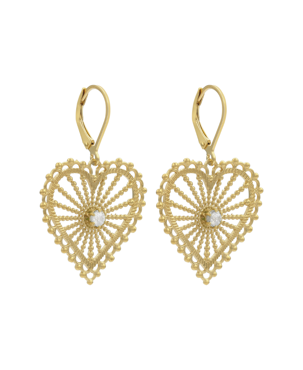 Amor Earrings - 22k Gold Vermeil, White Zircon