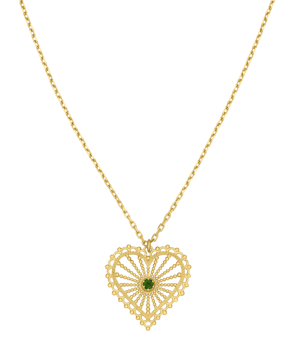 Amor Necklace - 22k Gold Vermeil, Chrome Diopside