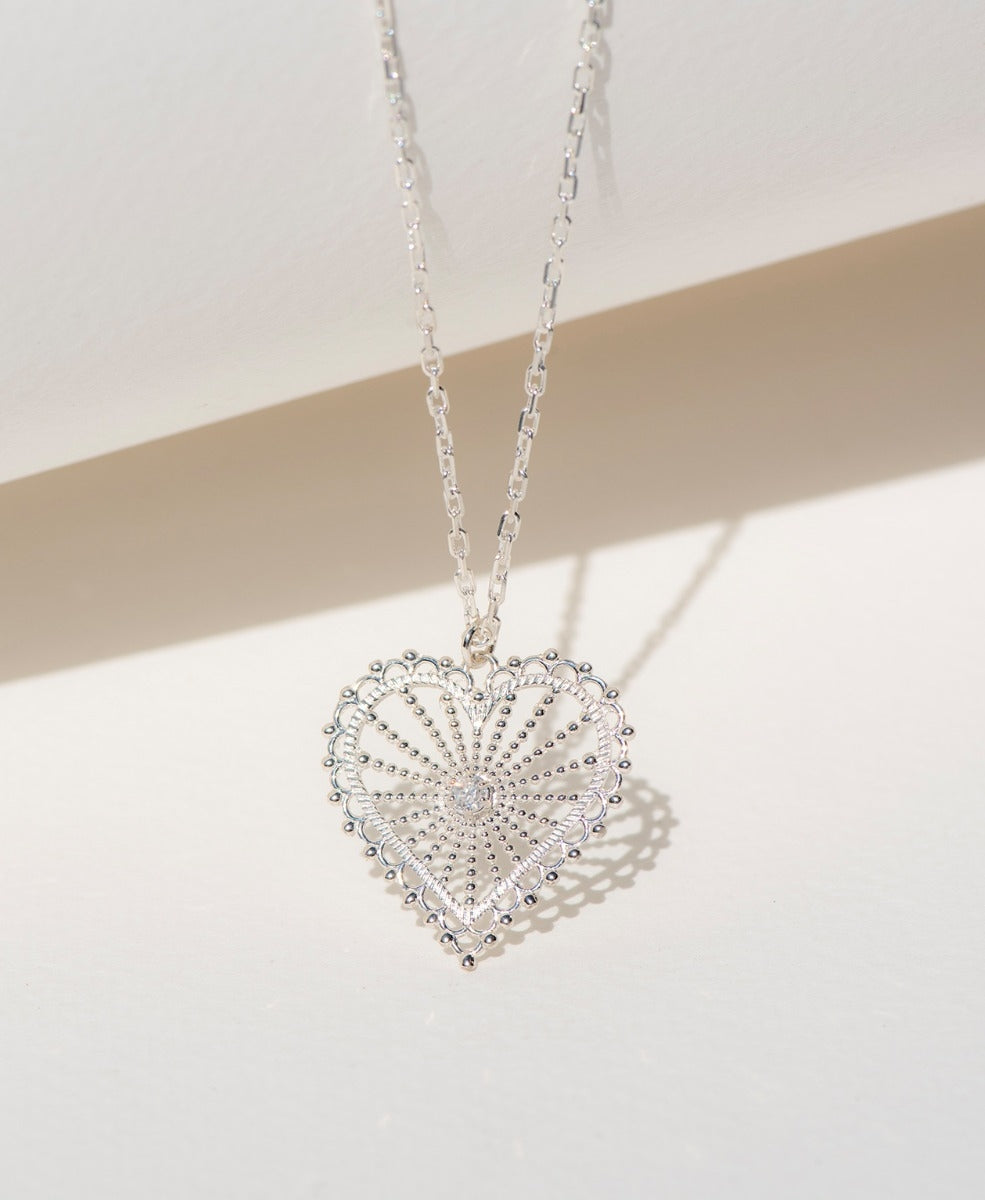 Amor Necklace - 925 Sterling Silver, White Zircon