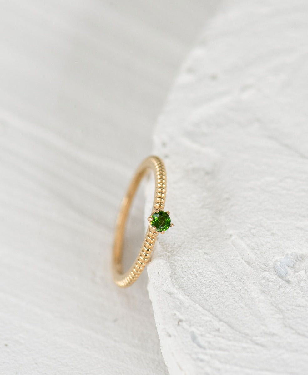 Anchored Stacker Ring - 22k Gold Vermeil, Chrome Diopside