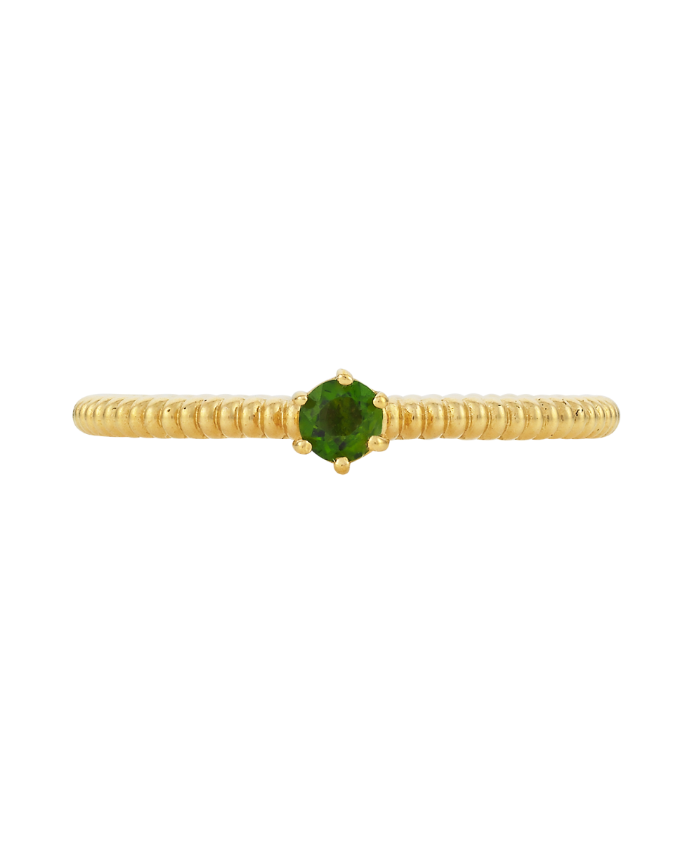 Anchored Stacker Ring - 22k Gold Vermeil, Chrome Diopside