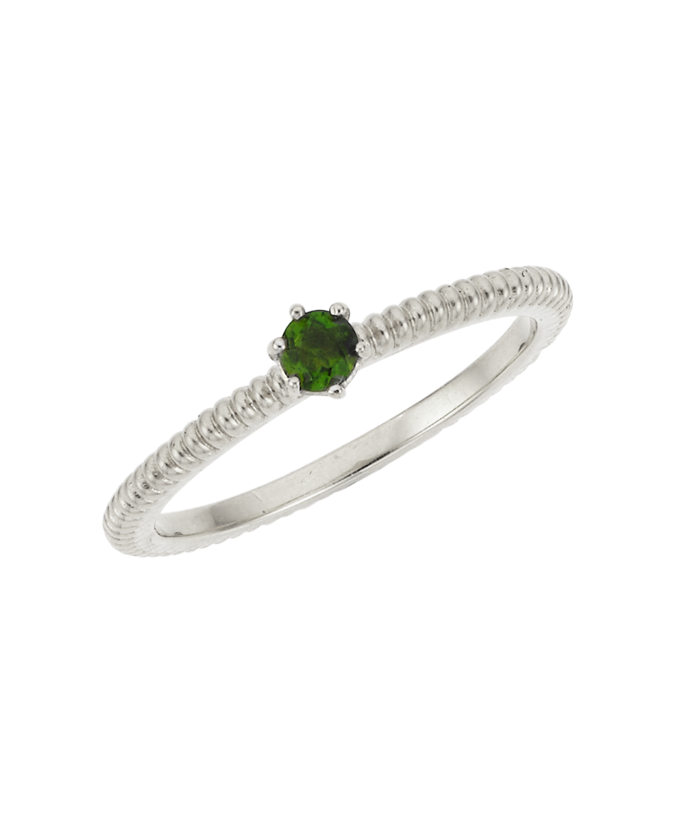 Anchored Stacker Ring - 925 Sterling Silver. Chrome Diopside