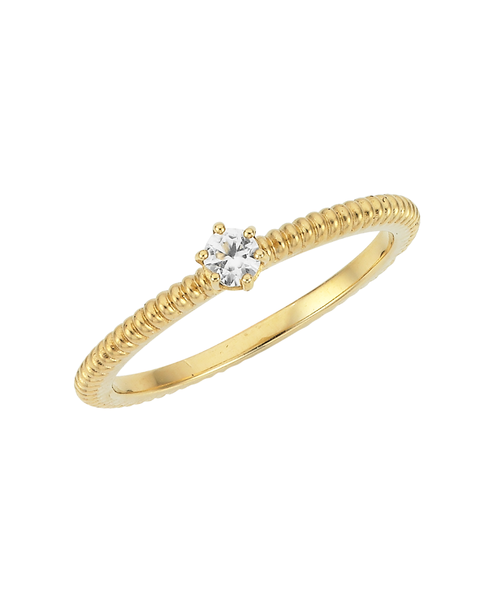 Anchored Stacker Ring - 22k Gold Vermeil, White Zircon