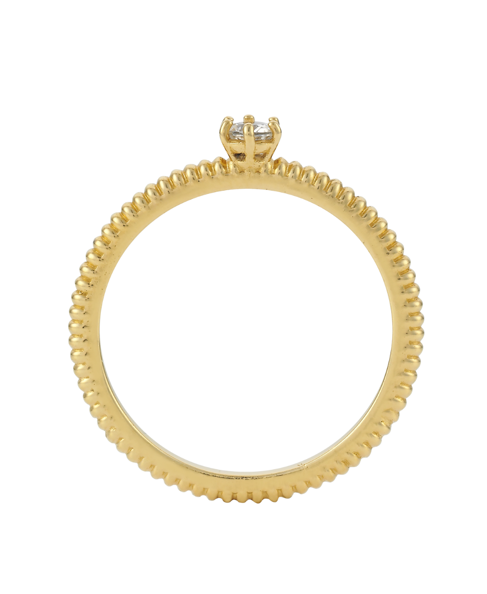 Anchored Stacker Ring - 22k Gold Vermeil, White Zircon