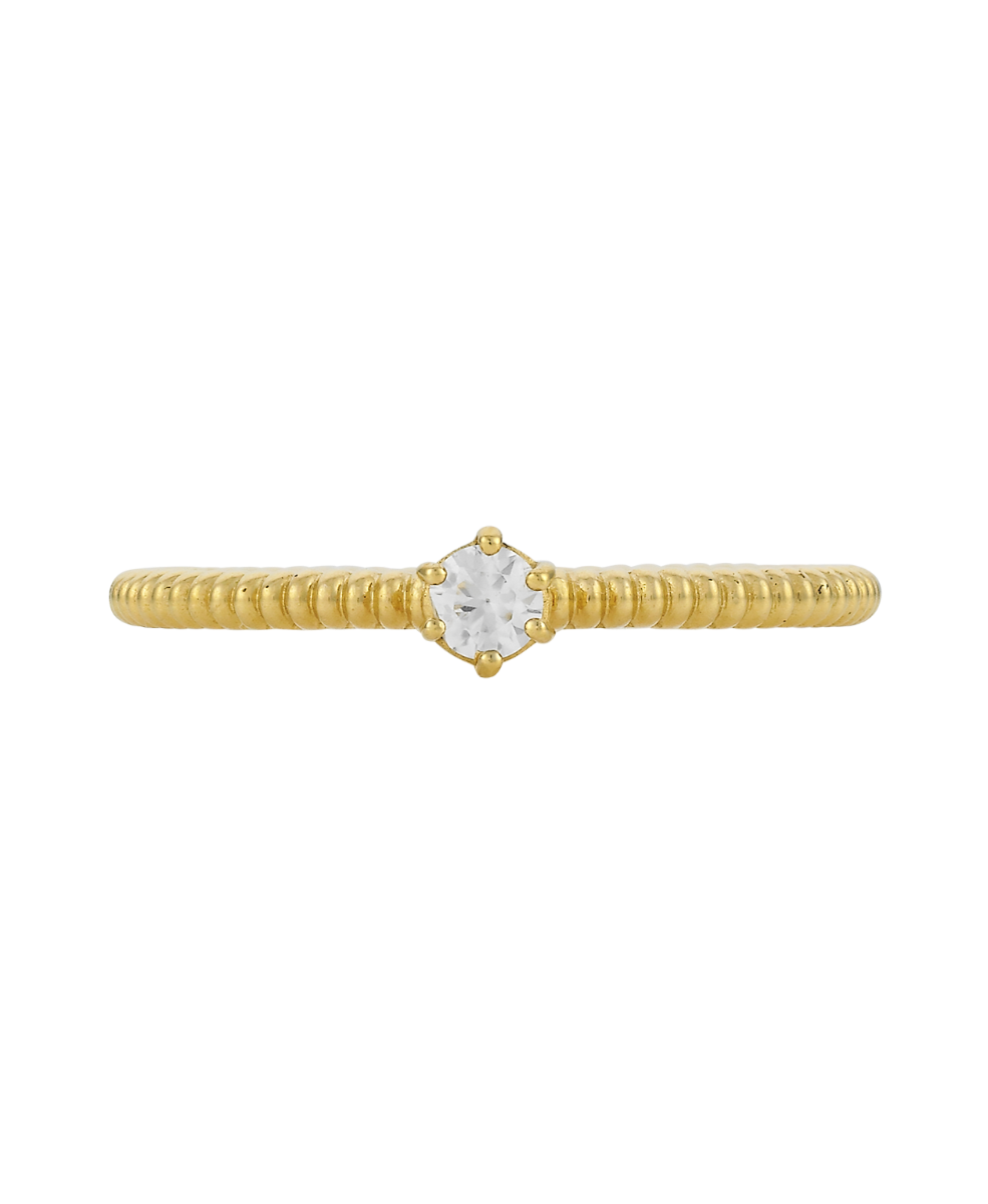 Anchored Stacker Ring - 22k Gold Vermeil, White Zircon