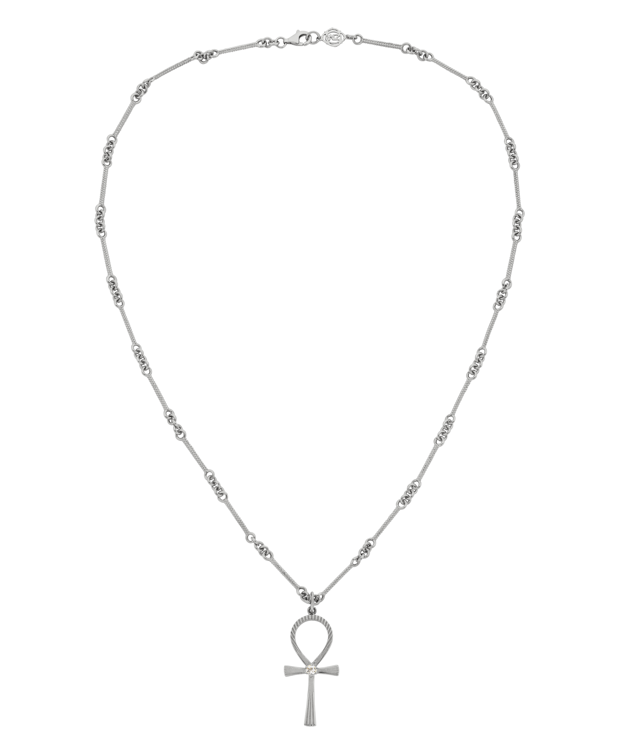 Ankh Necklace - 925 Sterling Silver, Peach Zircon