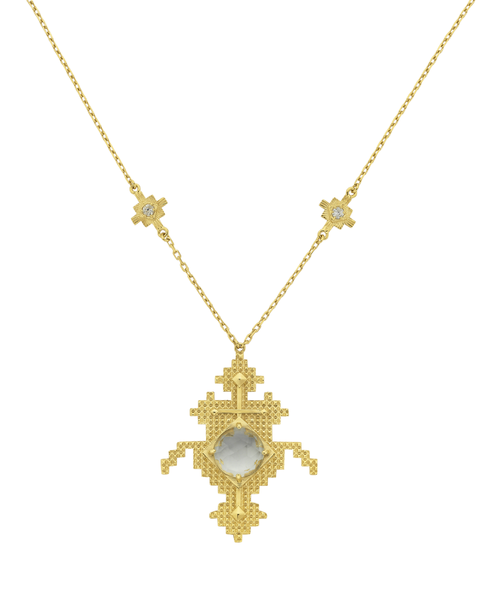 Apu Necklace - 22k Gold Vermeil, Green Amethyst