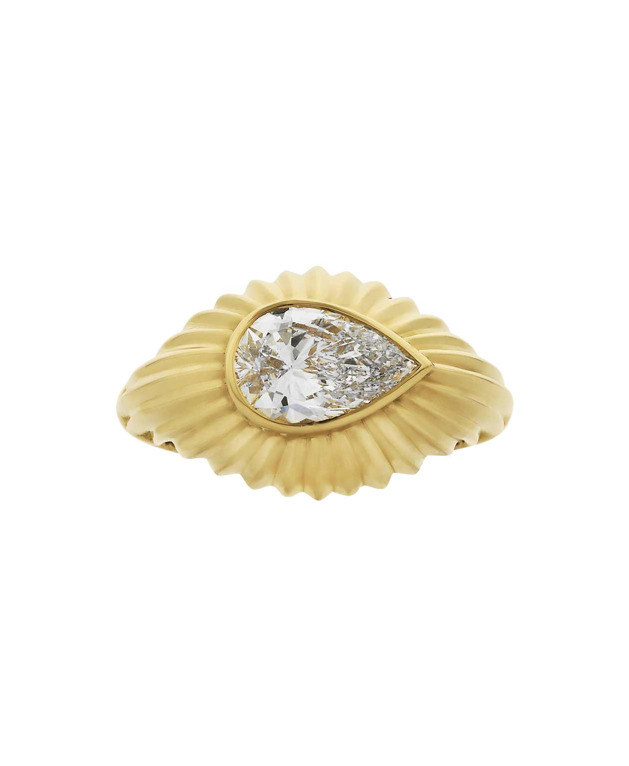 Aurora Ring - 18k Yellow Gold, Pear Brilliant Cut Lab Grown Diamond 1.50 carat