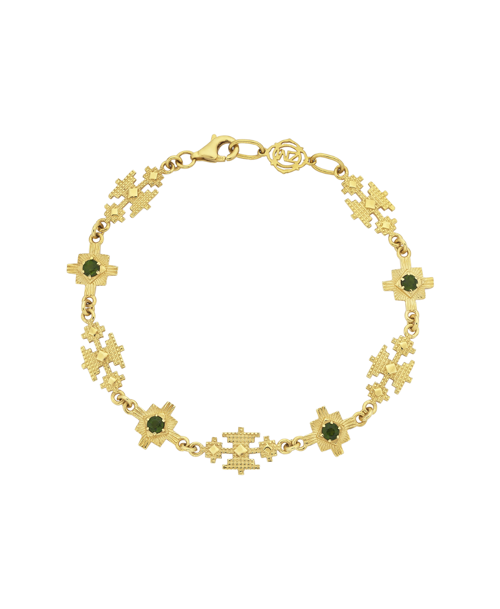 Ayllu Bracelet - 22k Gold Vermeil, Chrome Diopside