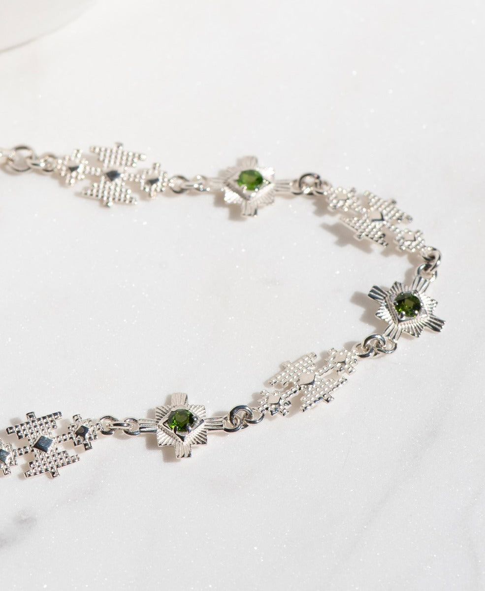 Ayllu Bracelet - 925 Sterling Silver, Chrome Diopside