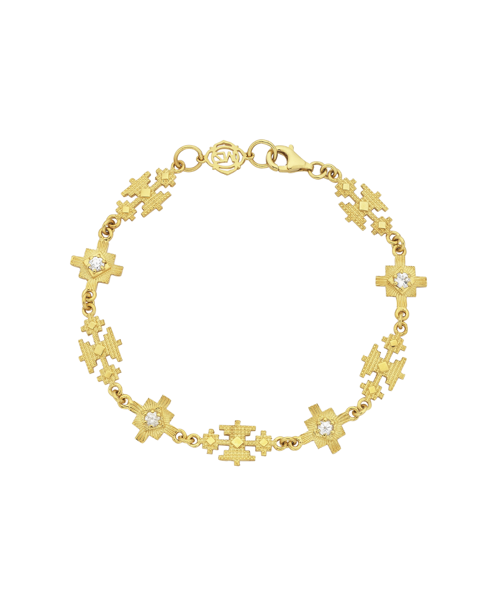 Ayllu Bracelet - 22k Gold Vermeil, White Zircon