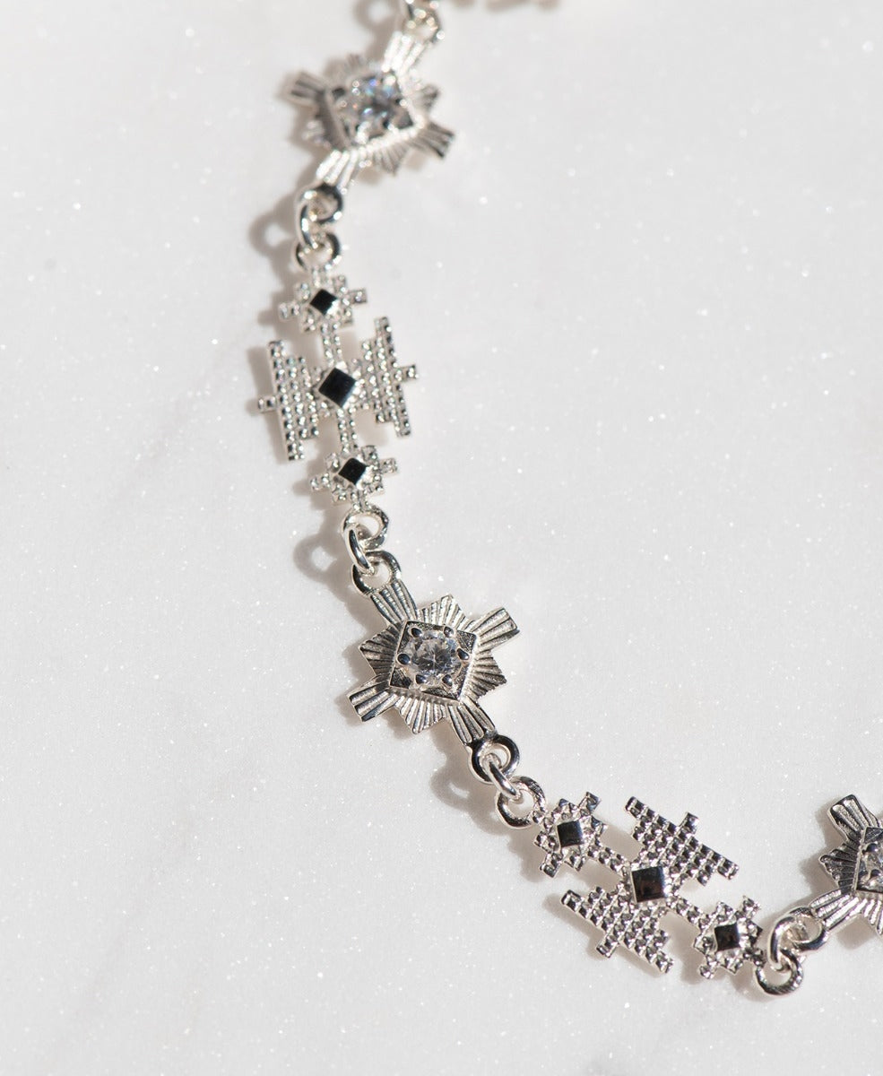 Ayllu Bracelet - 925 Sterling Silver, White Zircon