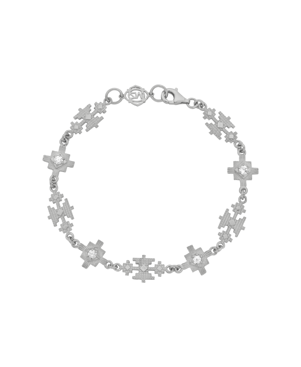 Ayllu Bracelet - 925 Sterling Silver, White Zircon