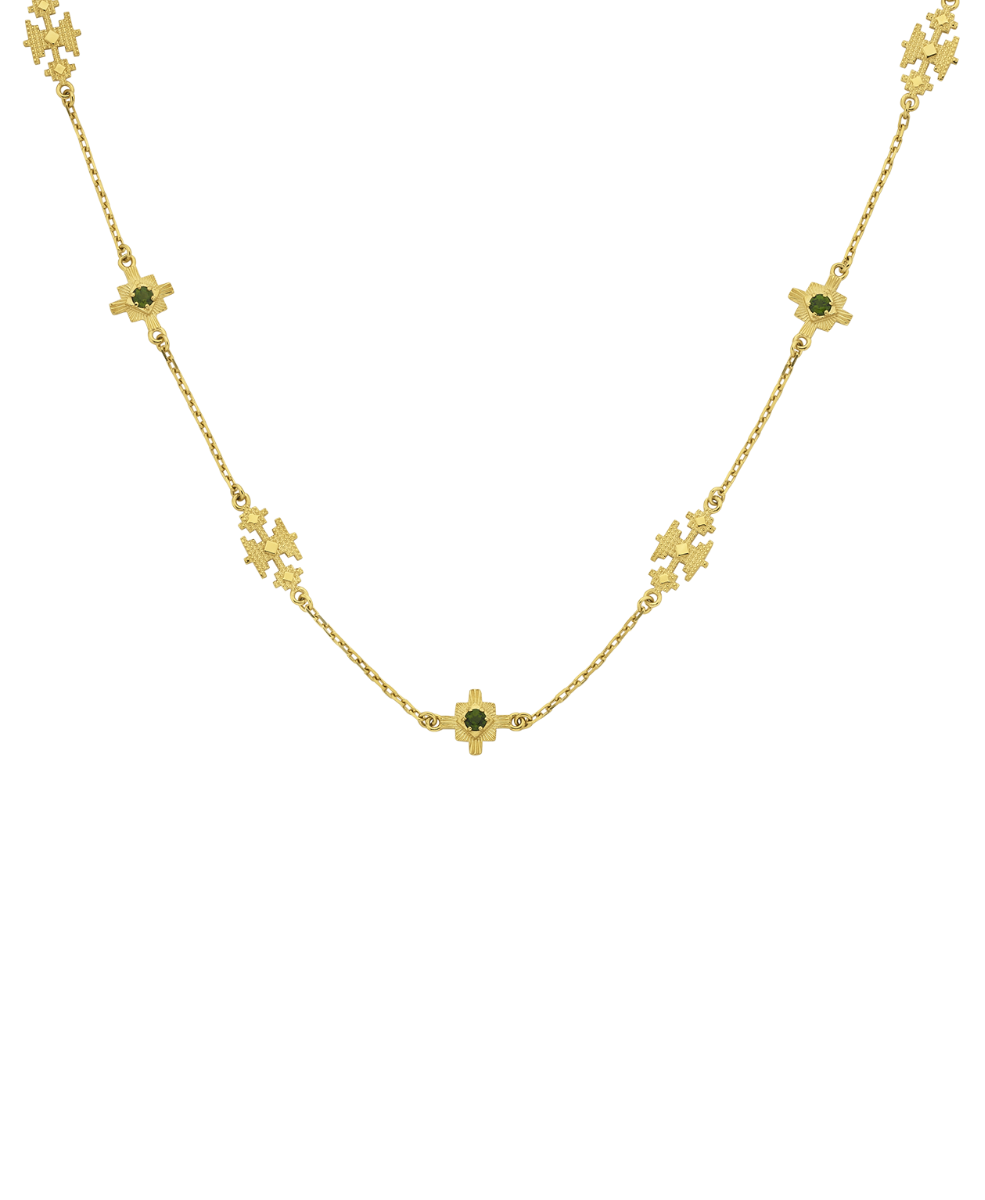 Ayllu Necklace - 22k Gold Vermeil, Chrome Diopside