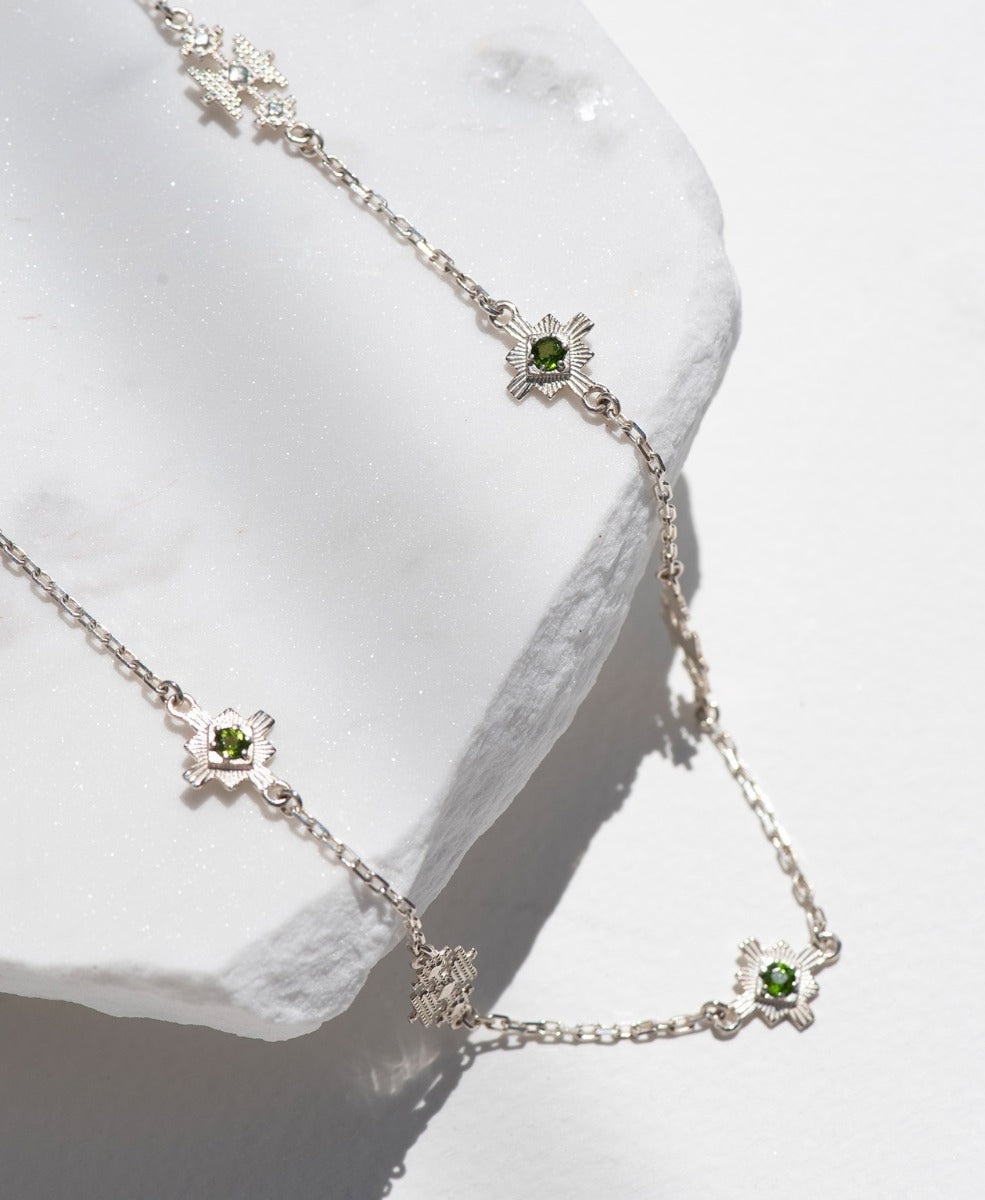 Ayllu Necklace - 925 Sterling Silver, Chrome Diopside