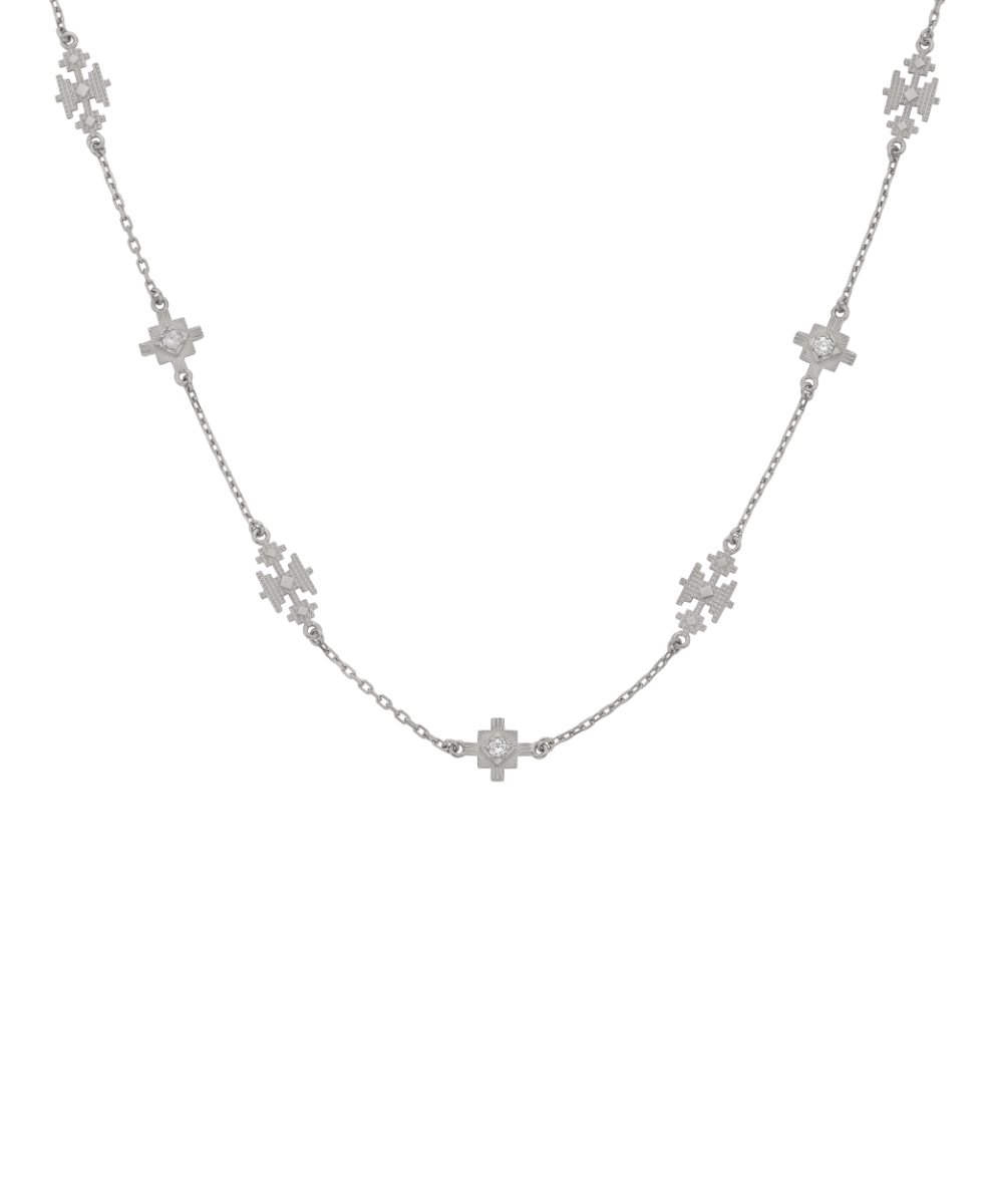 Ayllu Necklace - 925 Sterling Silver, White Zircon