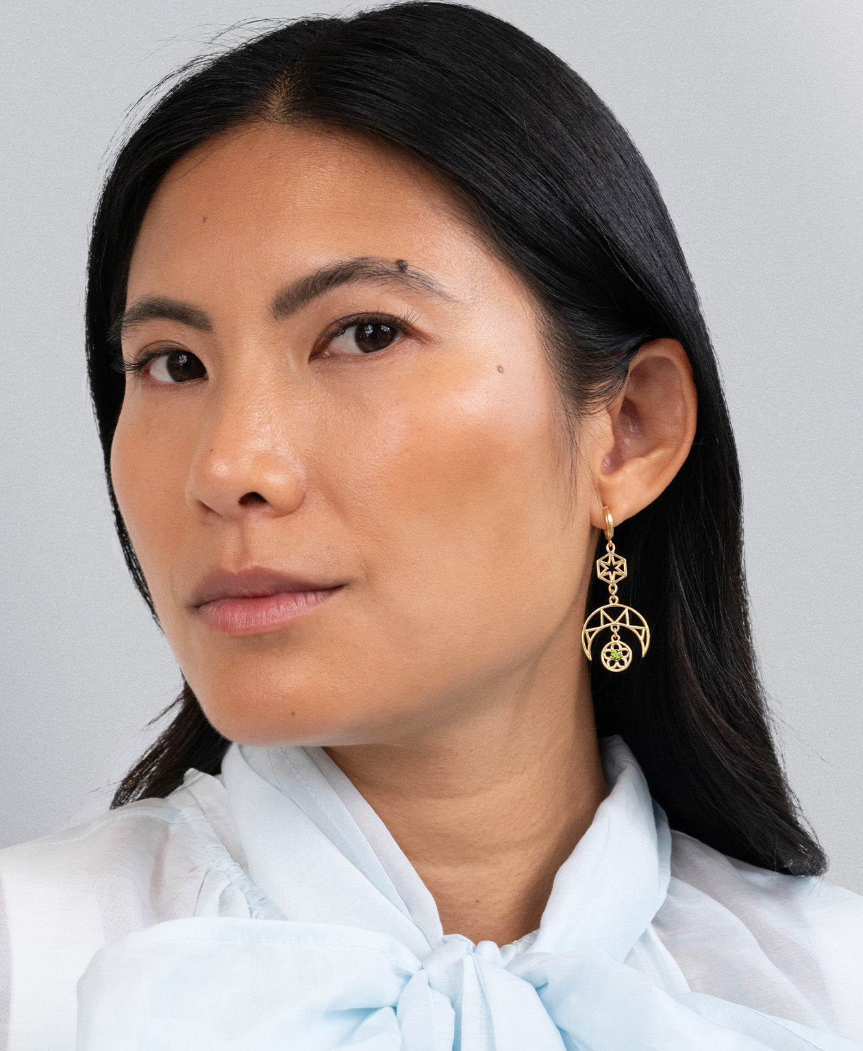 Balance Earrings - 22k Gold Vermeil, Chrome Diopside