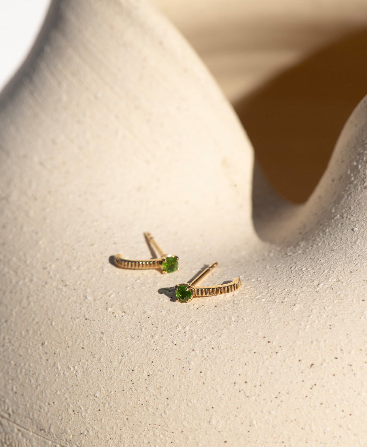 Bianca Earrings- 22k Gold Vermeil, Chrome Diopside