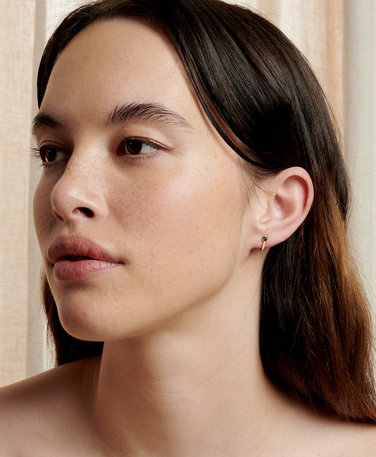 Bianca Earrings- 22k Gold Vermeil, Chrome Diopside