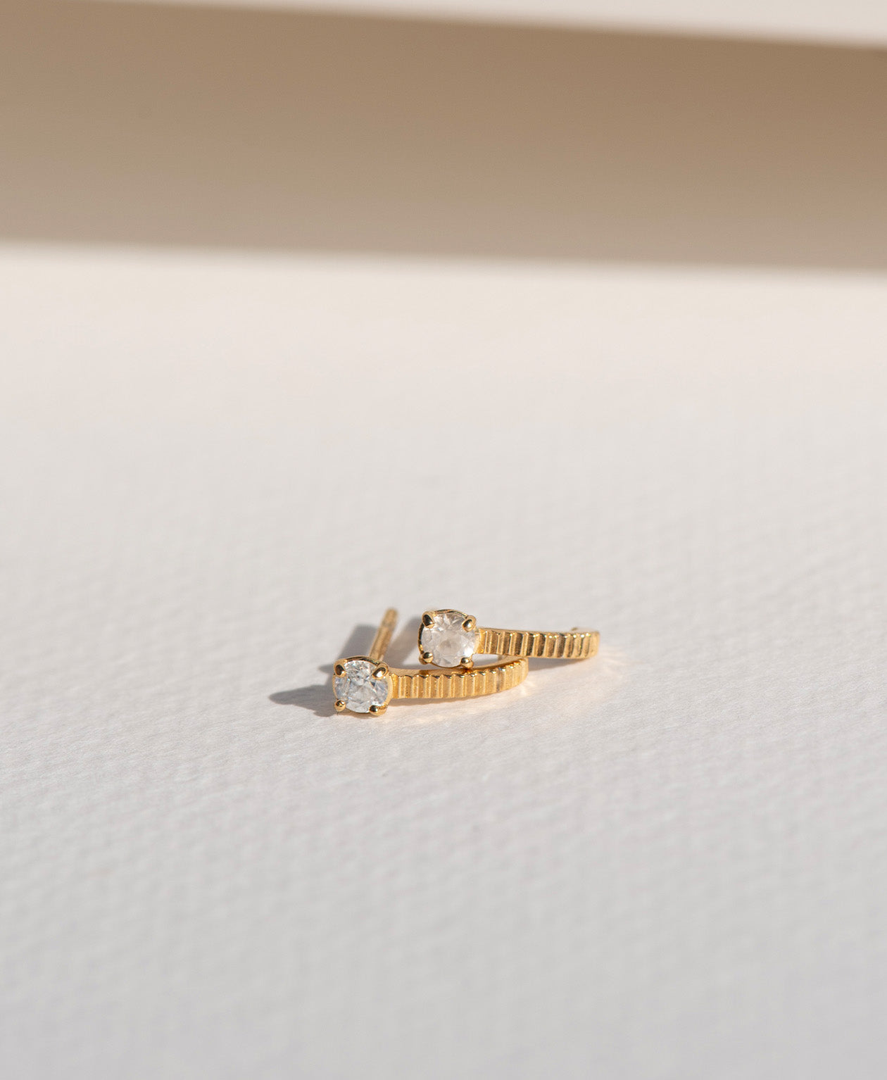 Bianca Earrings - 22k Gold Vermeil, White Zircon