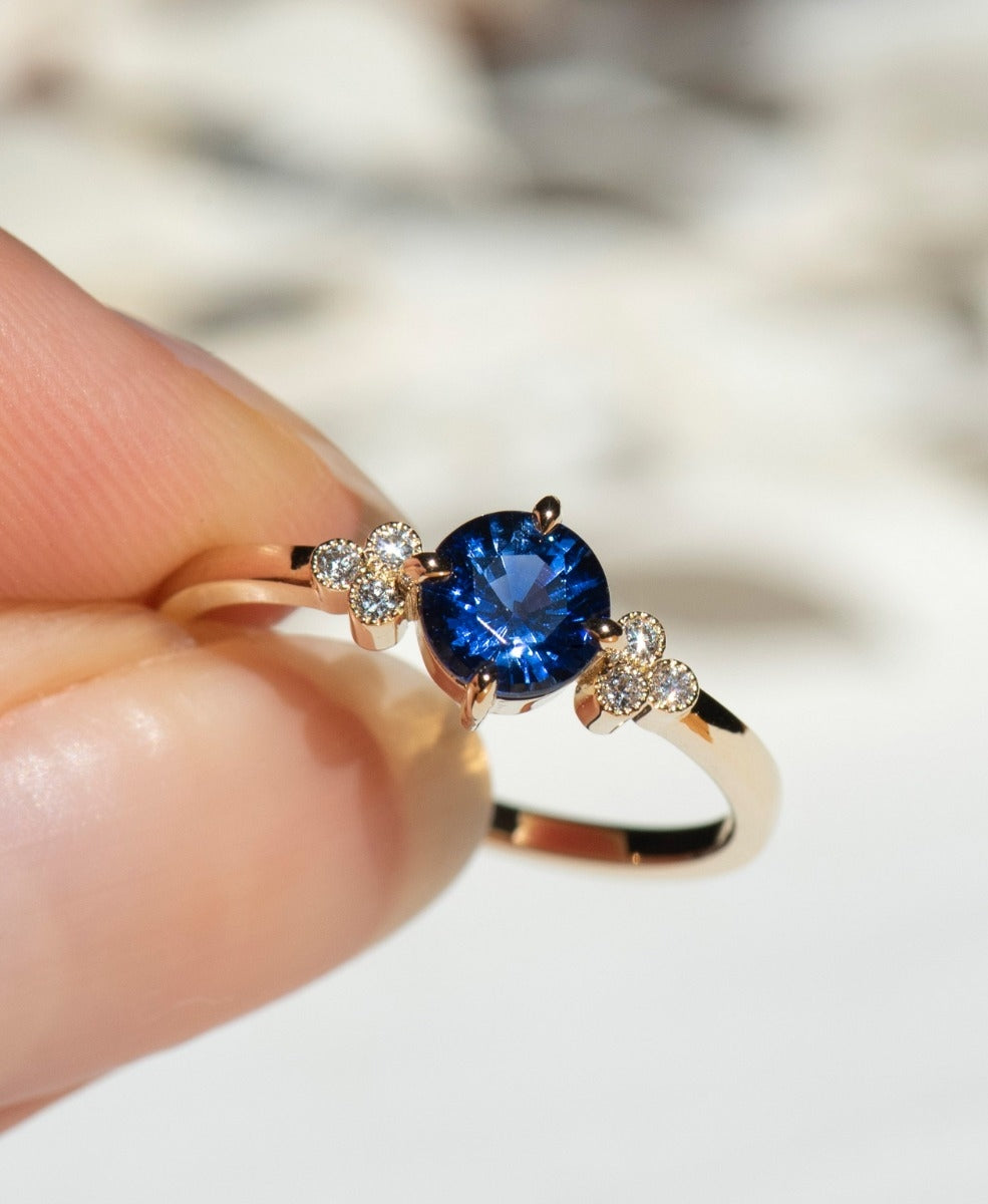 Mon Cheri Engagement Ring - 18k Yellow Gold, Blue Sapphire 0.50 carat