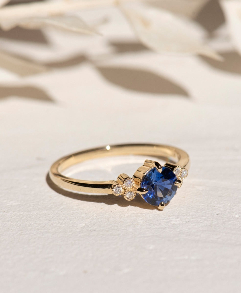 Mon Cheri Engagement Ring - 18k Yellow Gold, Blue Sapphire 0.50 carat