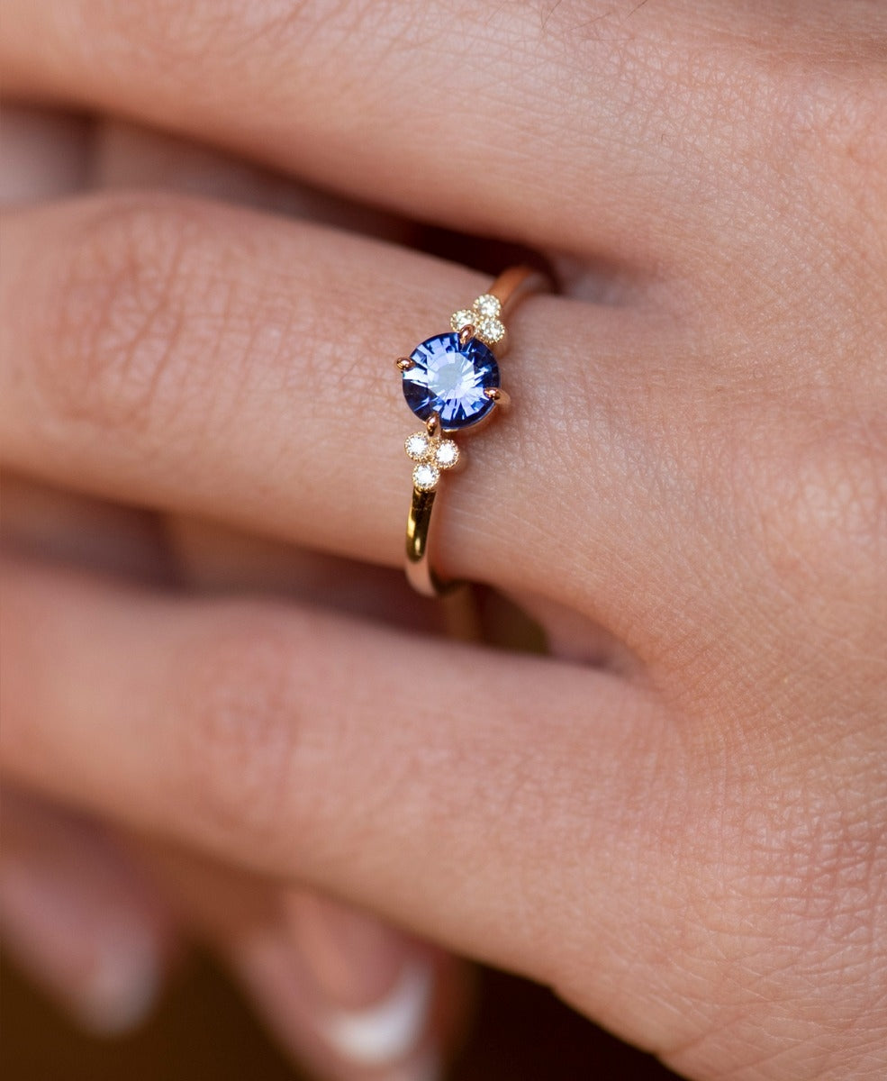 Mon Cheri Engagement Ring - 18k Yellow Gold, Blue Sapphire 0.50 carat