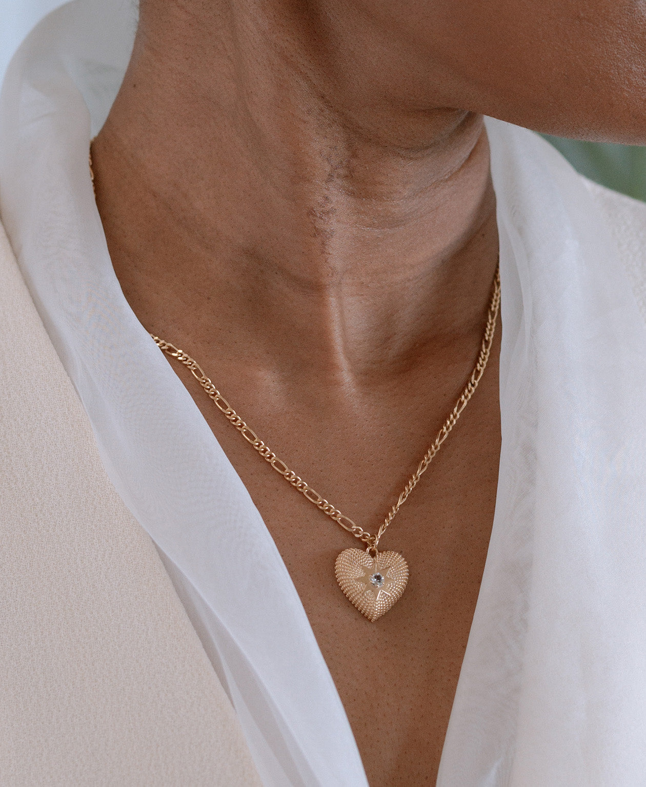 Brave Heart Necklace - 22k Gold Vermeil, Aquamarine