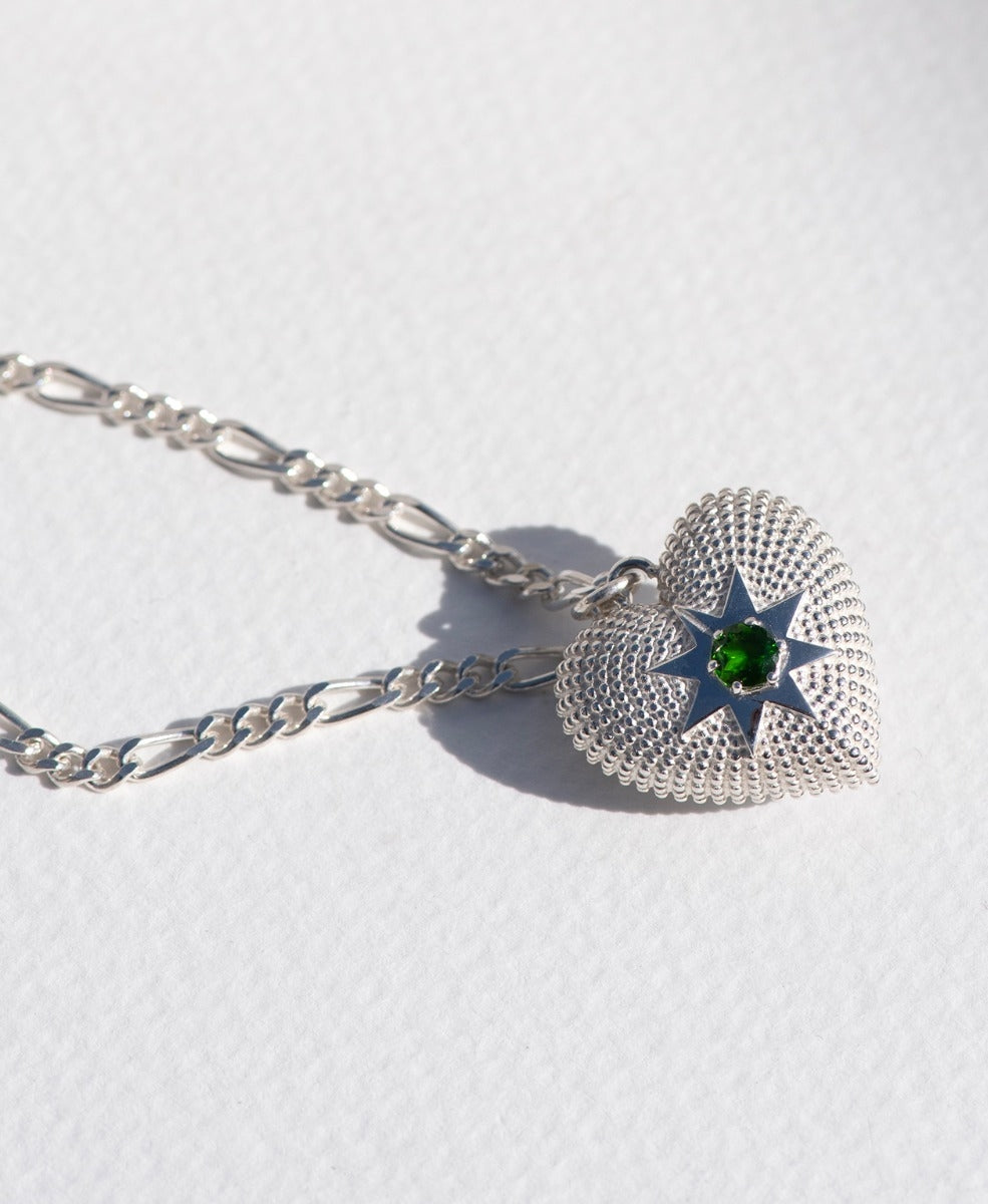 Brave Heart Necklace - 925 Sterling Silver, Chrome Diopside