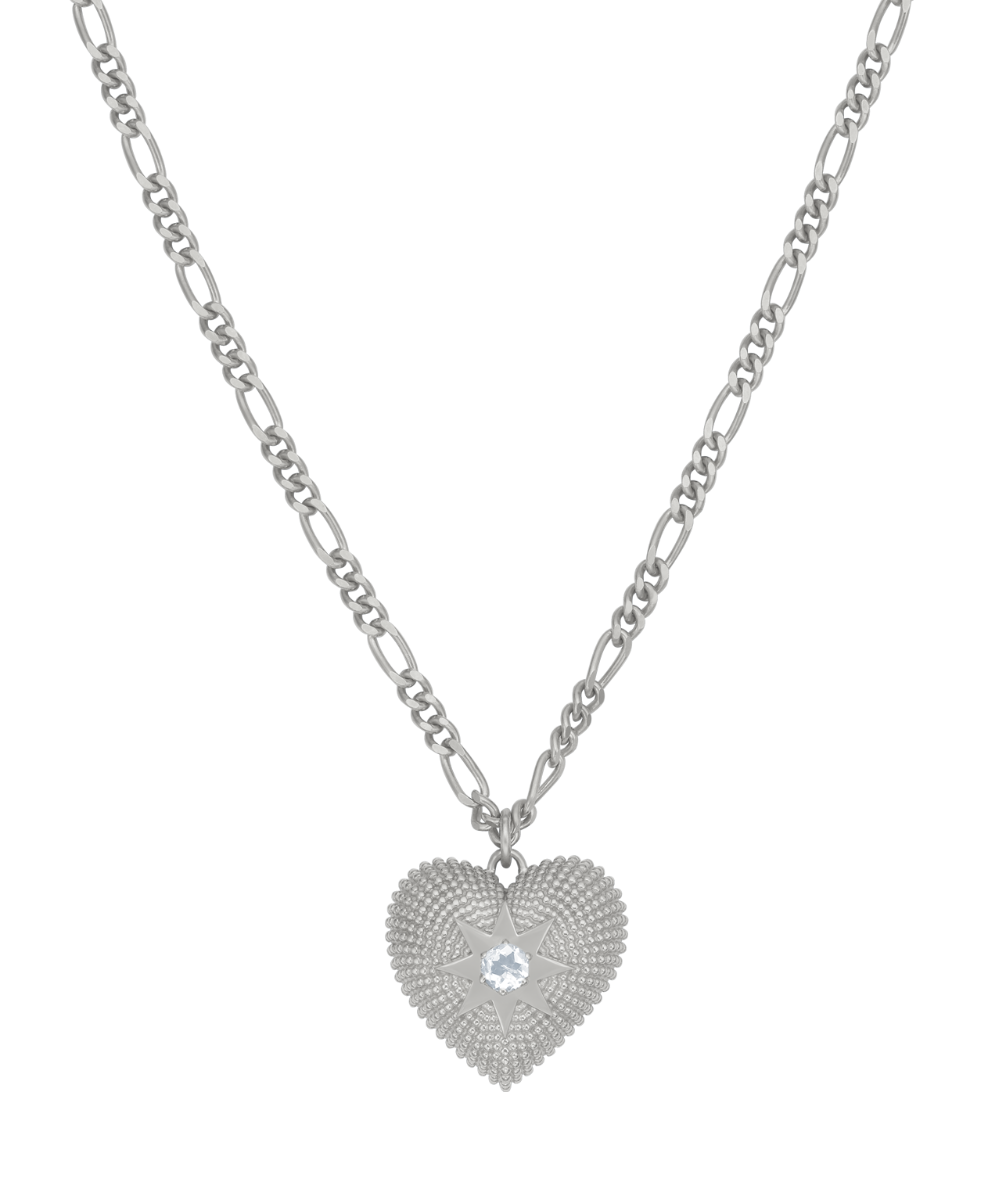 Brave Heart Necklace - 925 Sterling Silver, Aquamarine