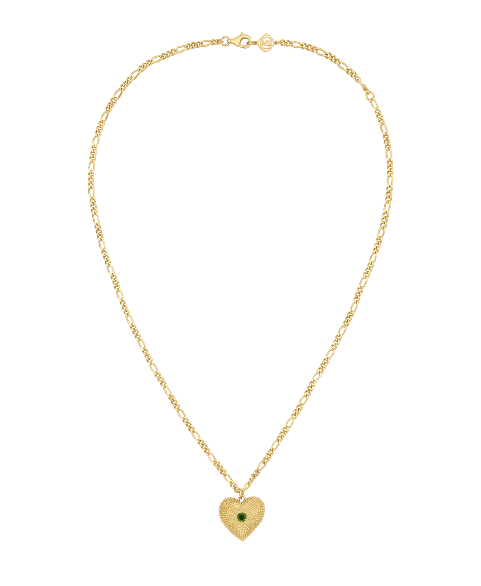 Brave Heart Necklace - 22k Gold Vermeil, Chrome Diopside