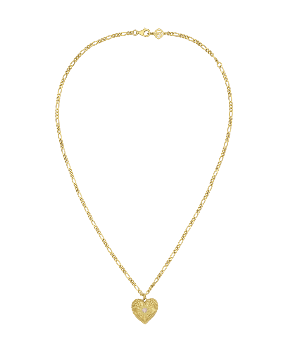 Brave Heart Necklace - 22k Gold Vermeil, Rose Quartz