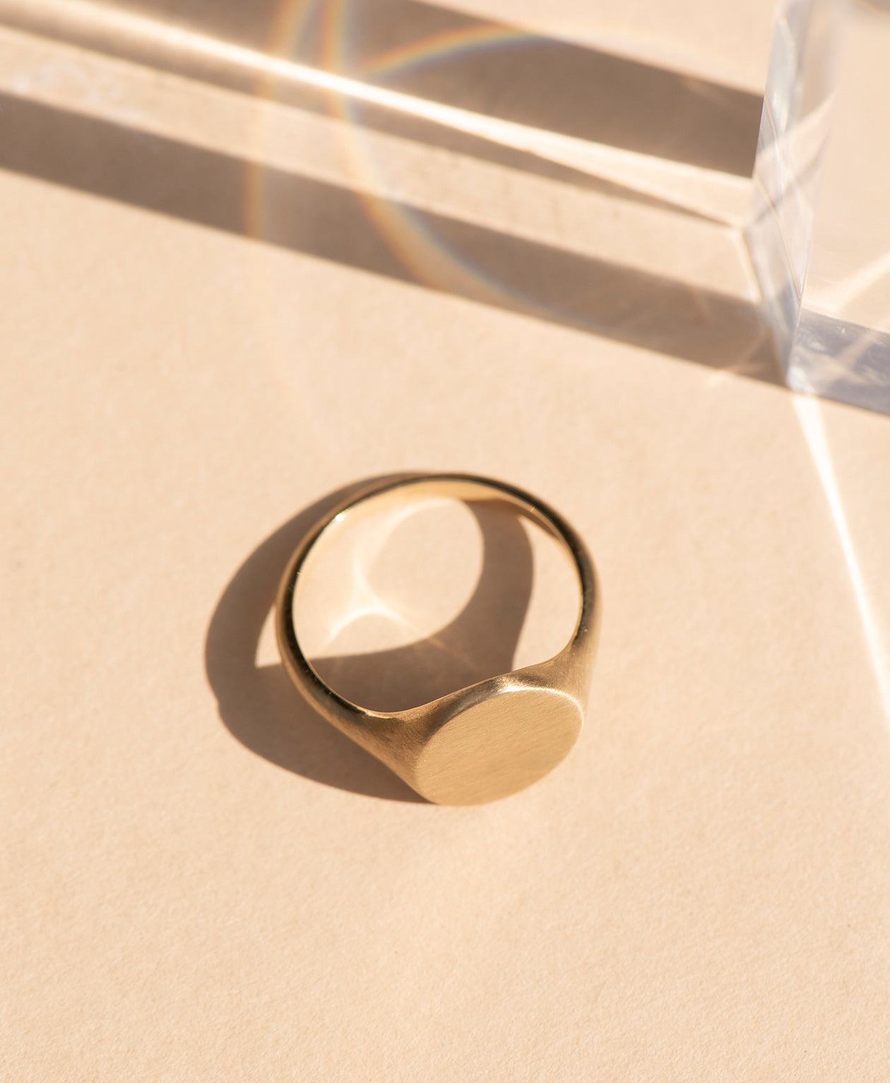 Classic Brushed Signet Ring - 9k Yellow Gold | Zoë & Morgan NZ
