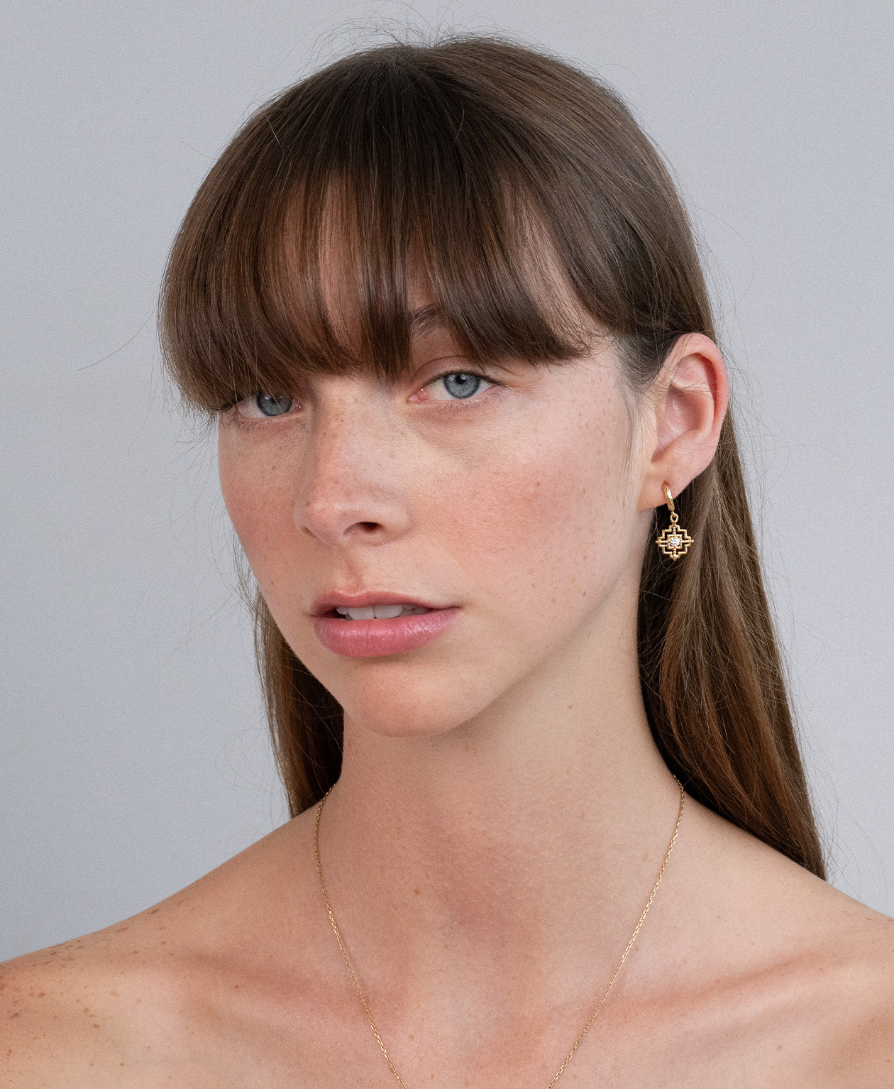 Centred Earrings - 22k Gold Vermeil, White Zircon