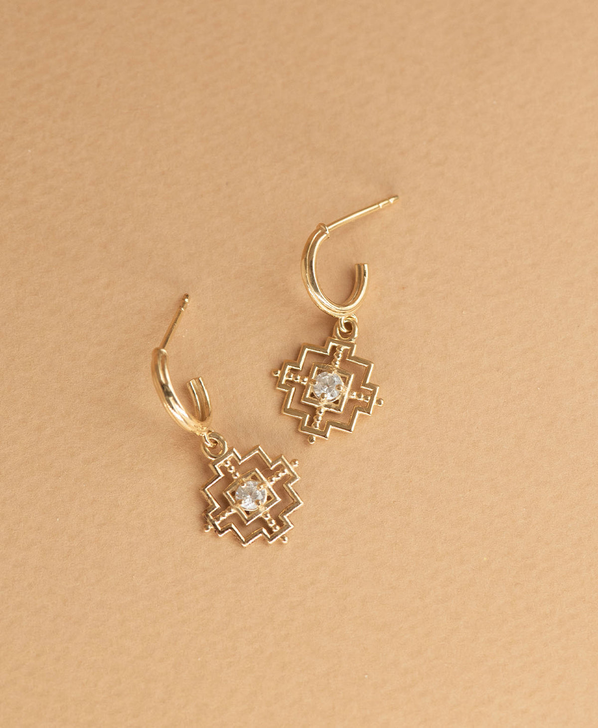 Centred Hoops and Eos Necklace Gift Set - 22k Gold Vermeil, White Zircon