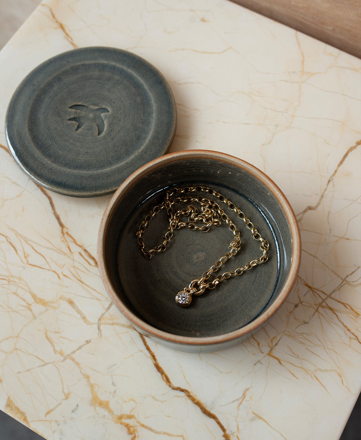 Ceramic Jewellery Box - Seamist