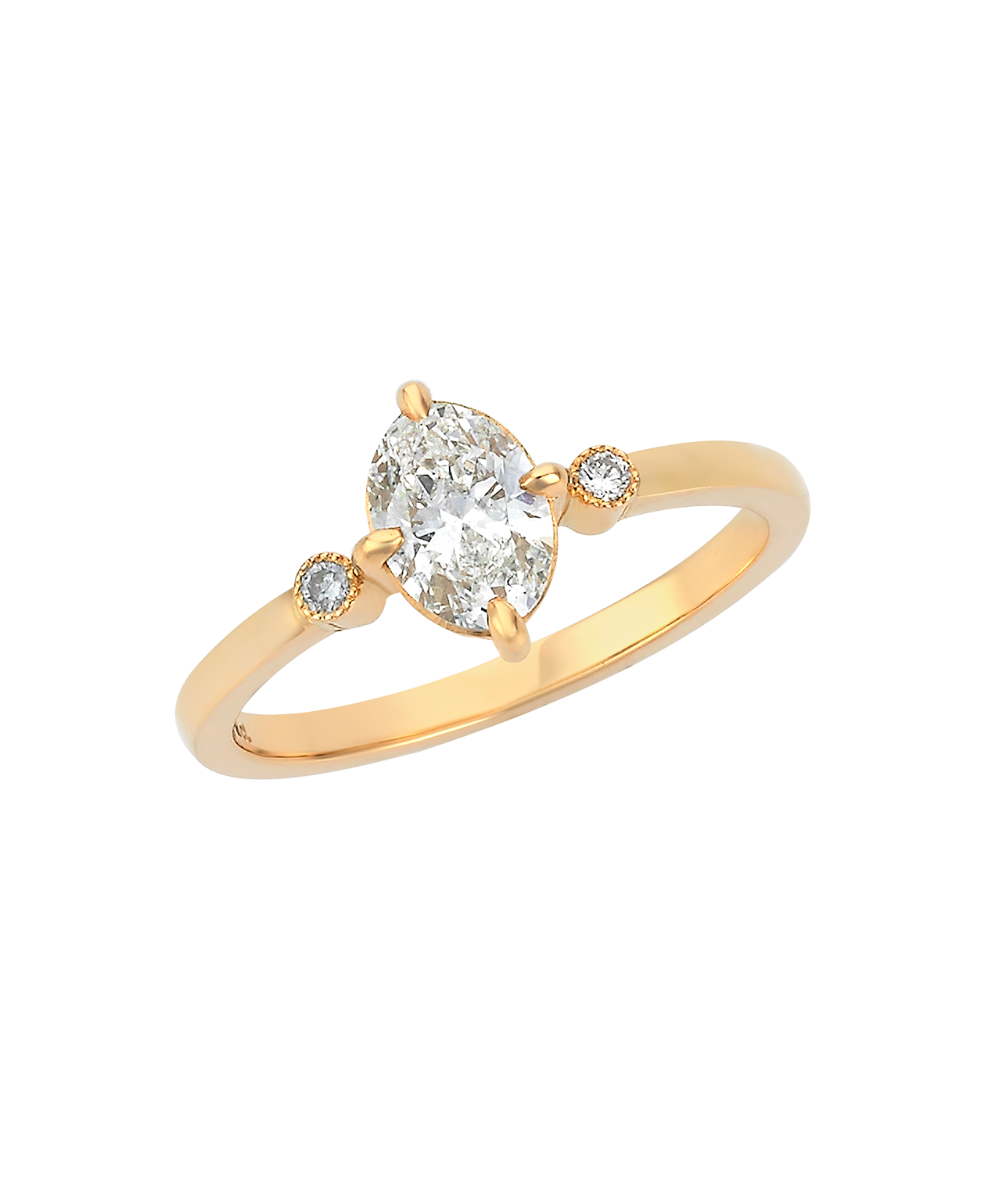 Claridad Engagement Ring - 18k Yellow Gold, Oval Cut Diamond 0.70 carat