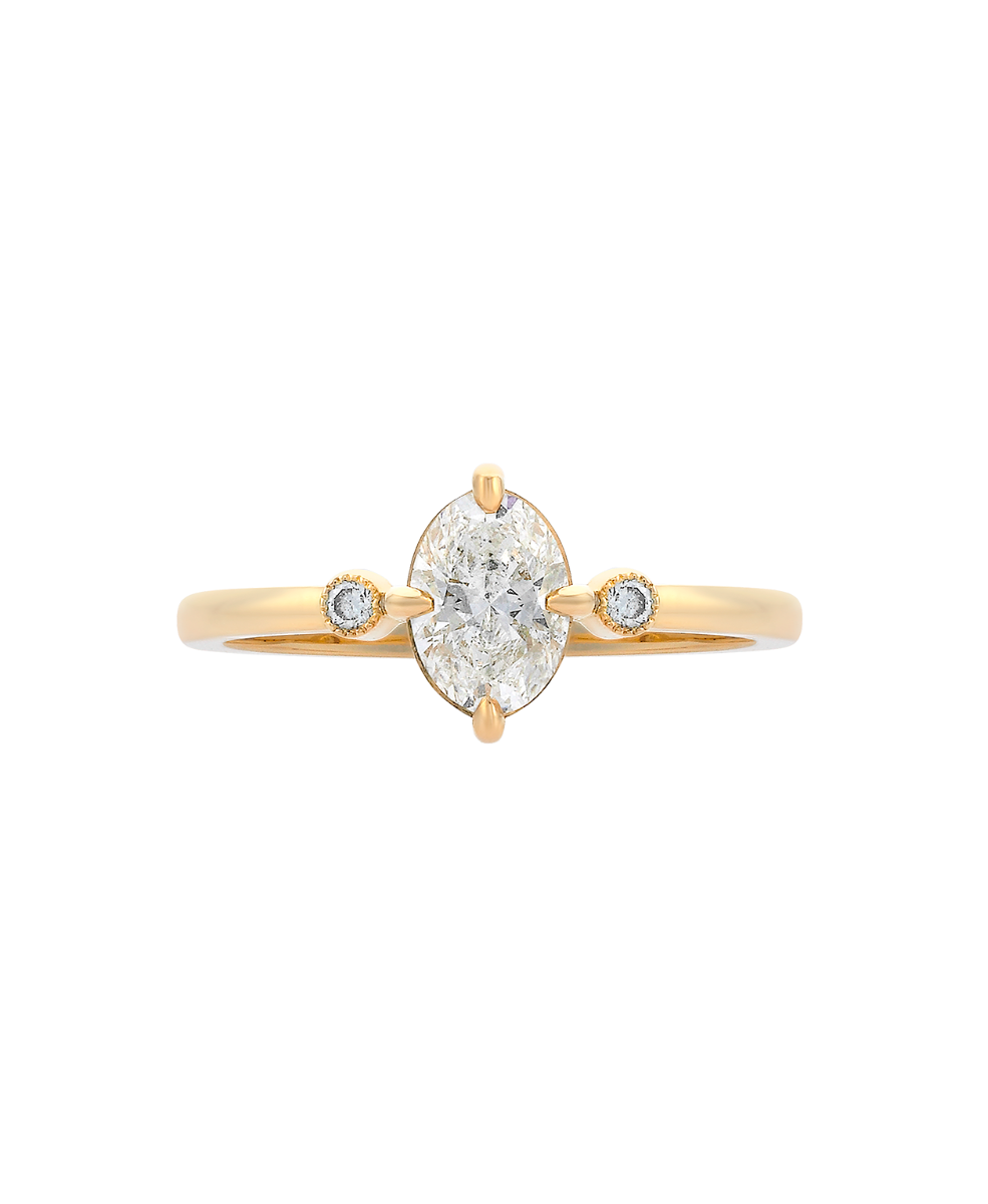 Claridad Engagement Ring - 18k Yellow Gold, Oval Cut Diamond 0.70 carat